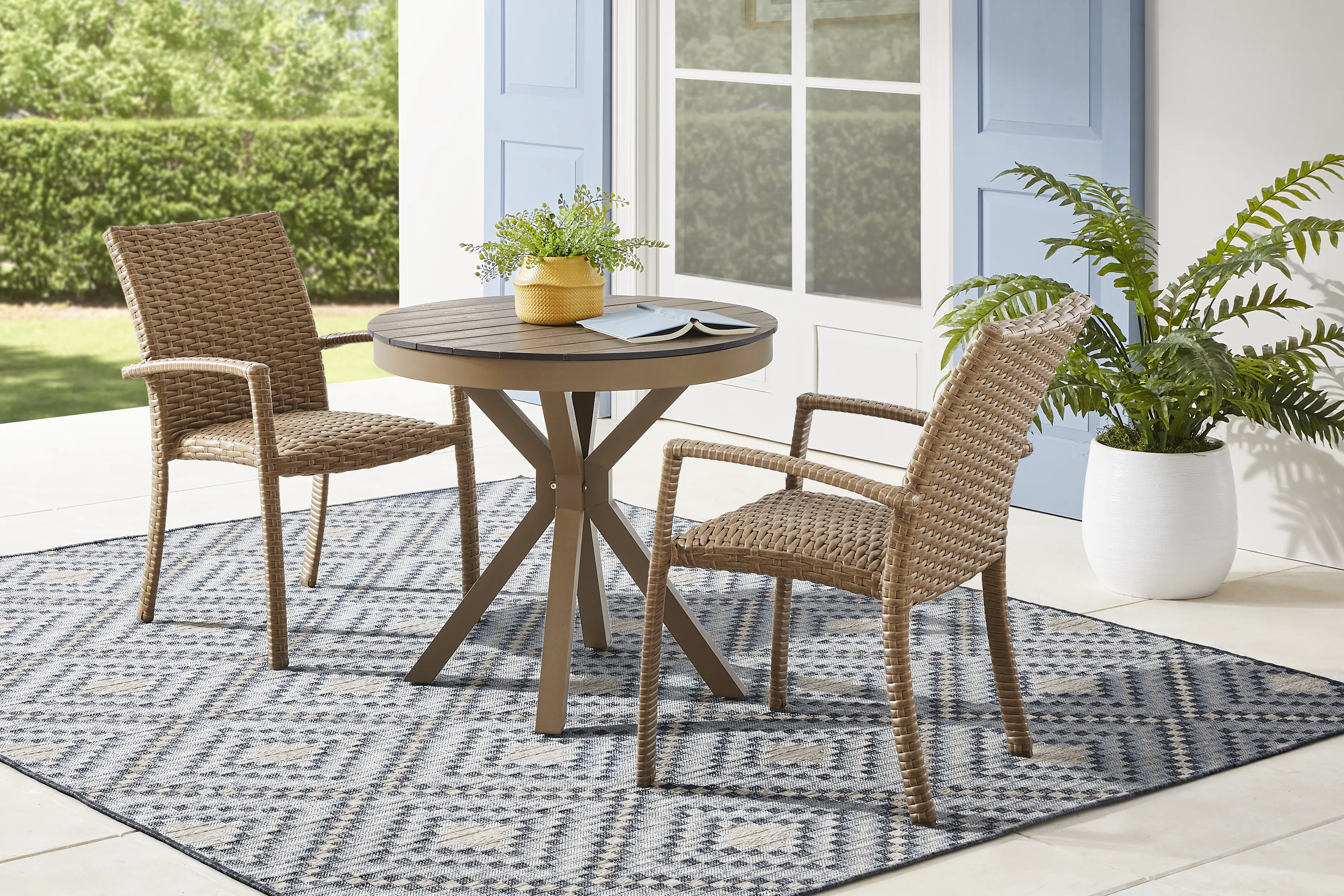 Paloma Brown 3 Pc 33 in. Round Outdoor Dining Set - Thumbnail - Image 1