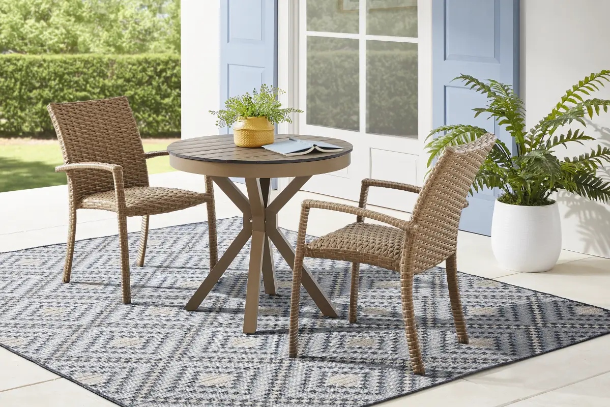 Paloma Brown 3 Pc 33 in. Round Outdoor Dining Set