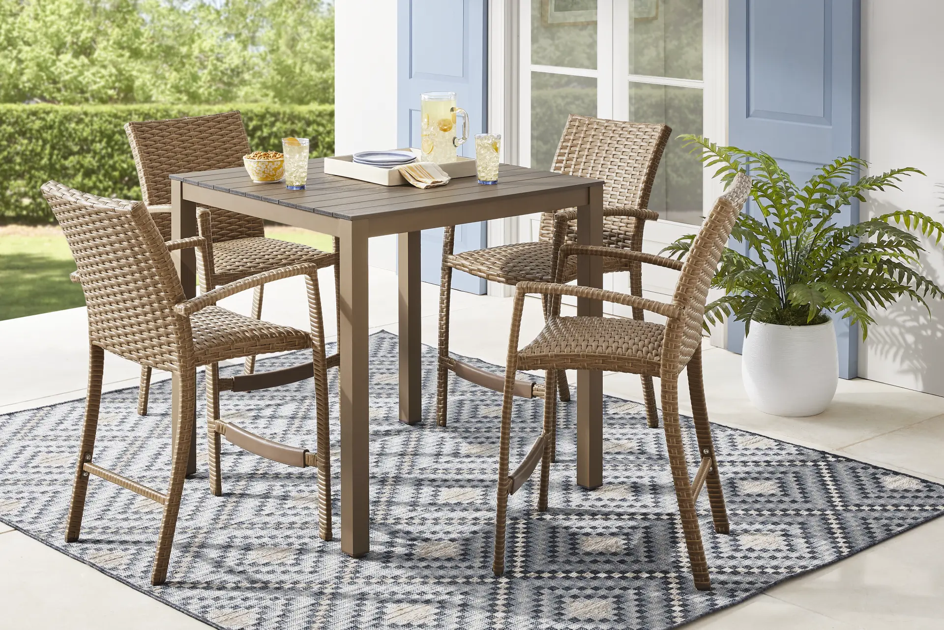 Paloma Brown 5 Pc 40 in. Square Outdoor Bar Height Dining Set