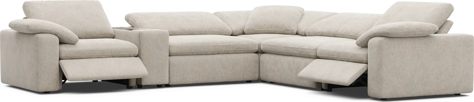 The Flow Gray 6 Pc Dual Power Reclining Sectional - Image 1