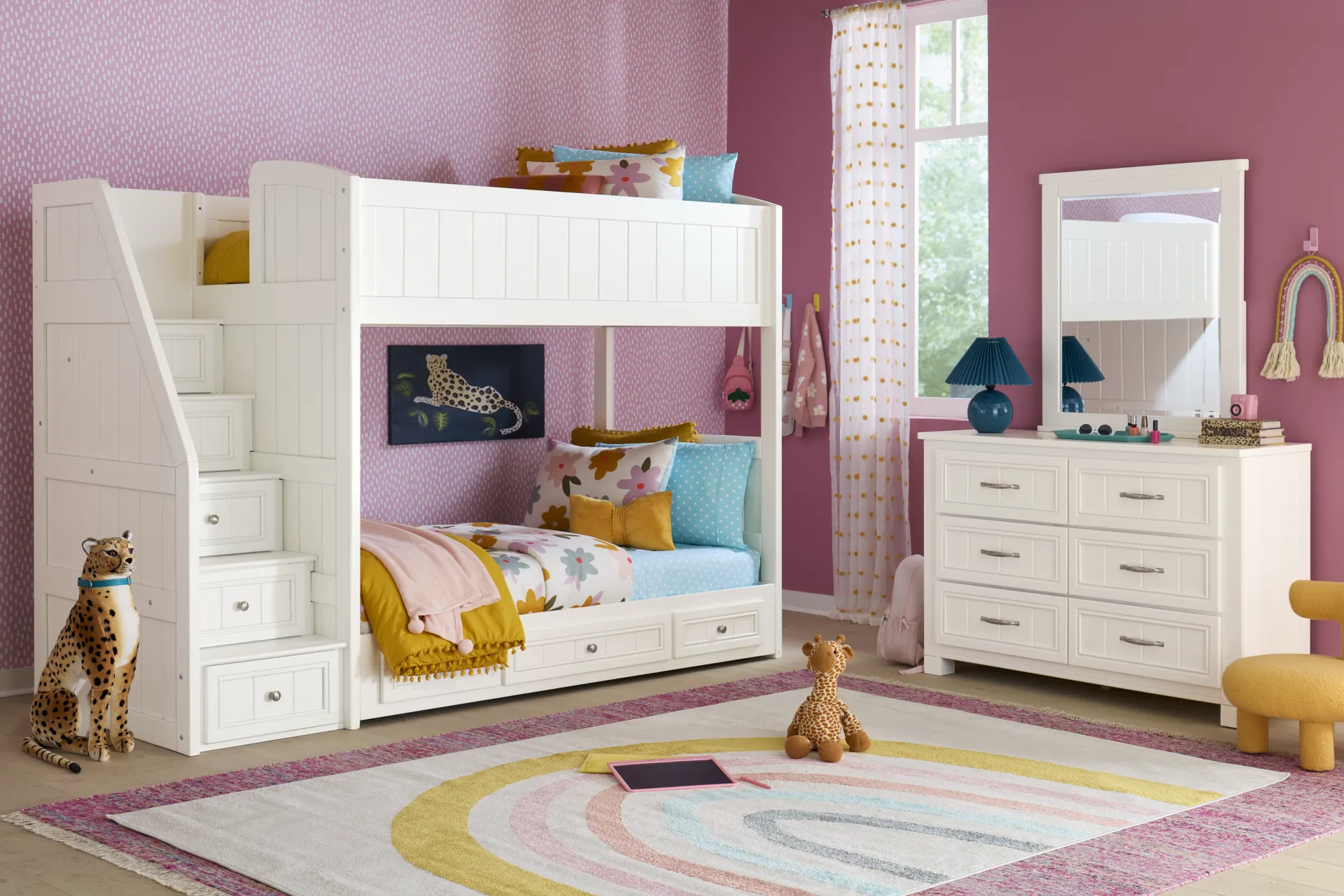 Kids Cottage Colors 2.0 White Twin/Twin Step Loft - Image 2