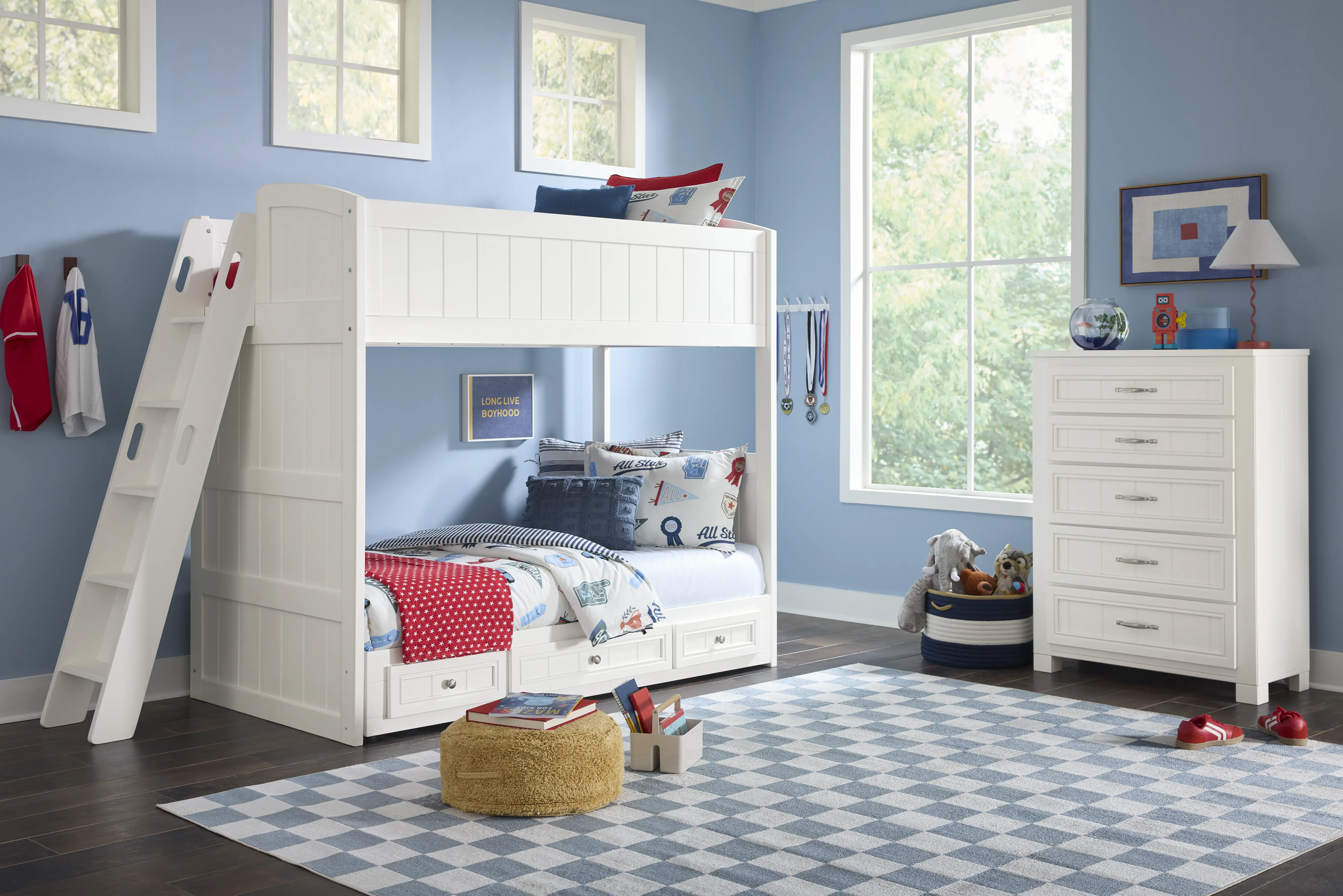 Kids Cottage Colors 2.0 White Twin/Twin Loft - Thumbnail - Image 2