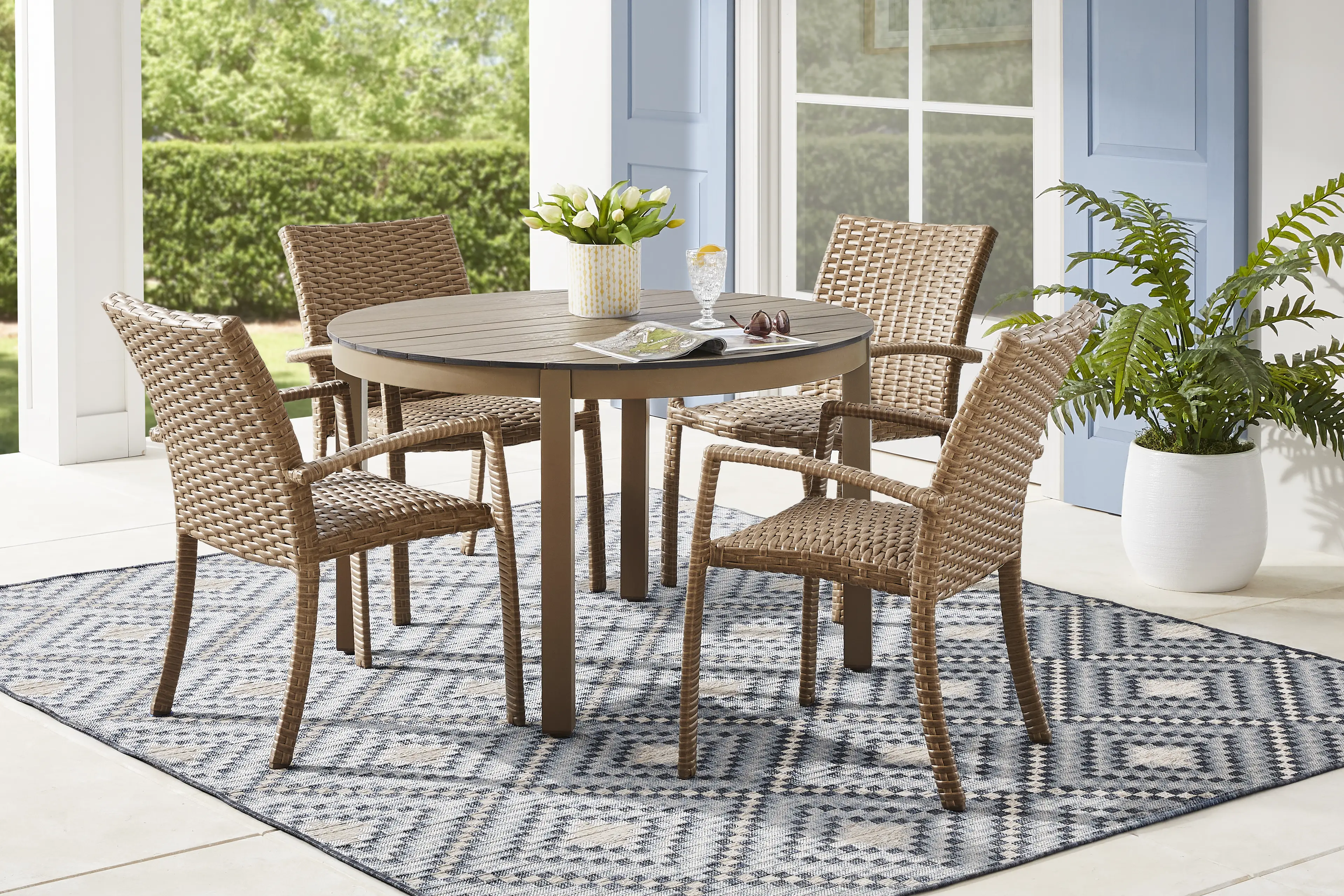 Paloma Brown 5 Pc 47 in. Round Outdoor Dining Set - Thumbnail - Image 1