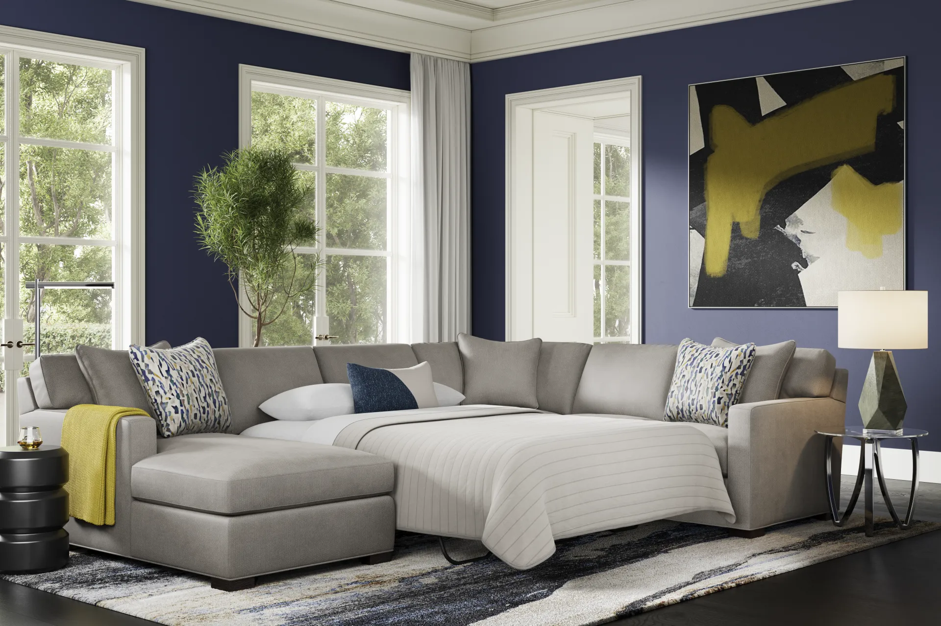 Harmonie Steel 3 Pc Sleeper Sectional - Image 2