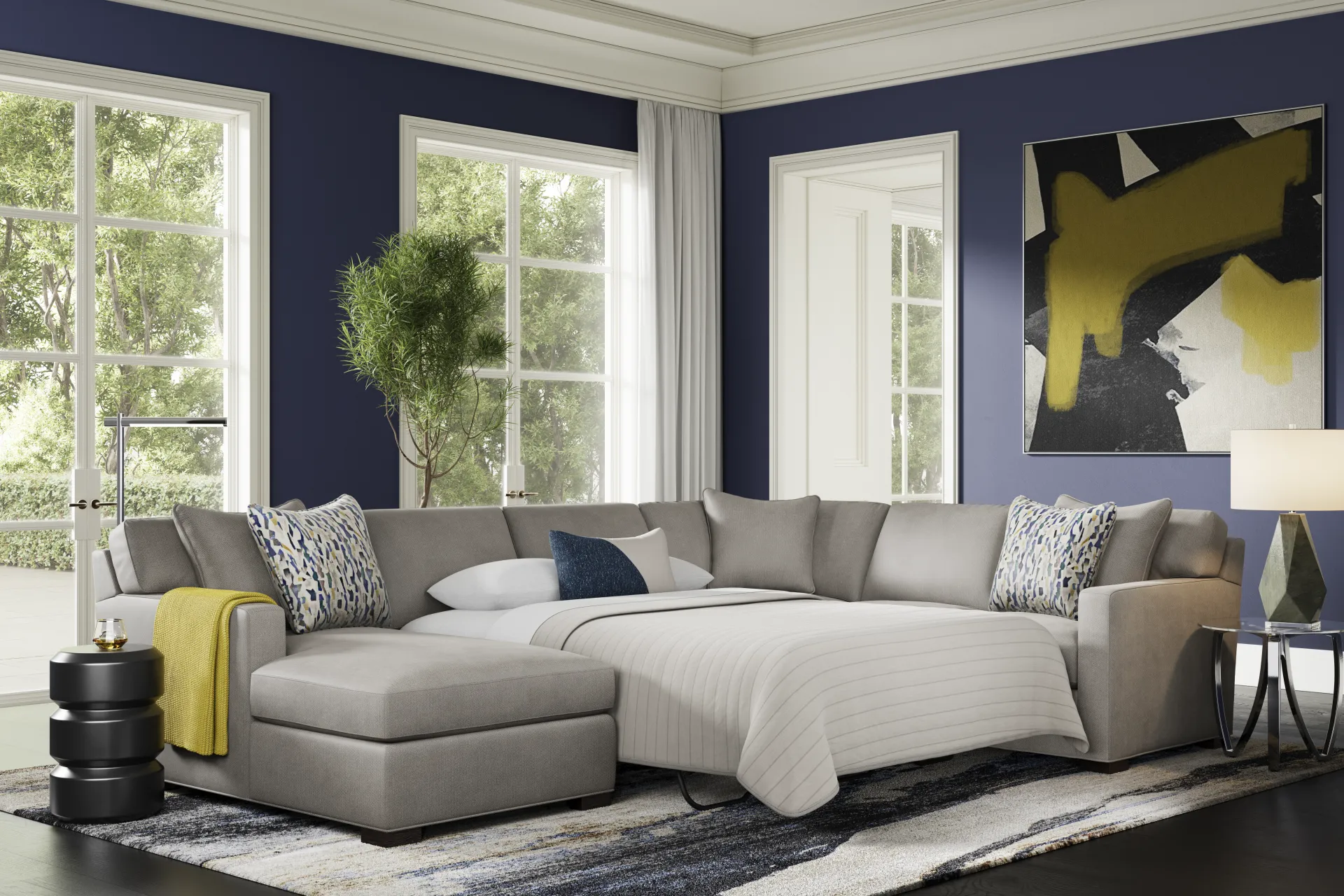 Harmonie Steel 3 Pc Sleeper Sectional - Image 2