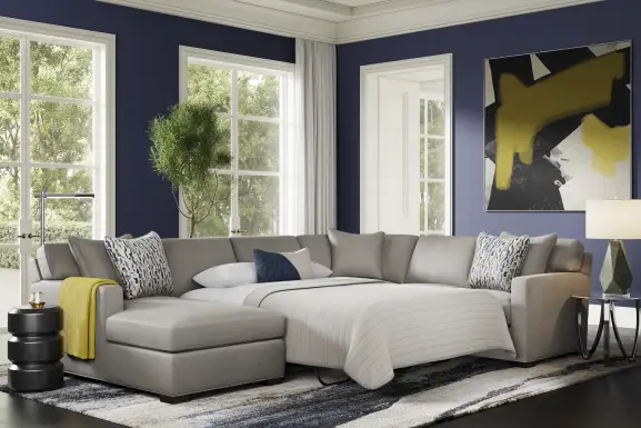 Harmonie Steel 3 Pc Gel Foam Sleeper Sectional