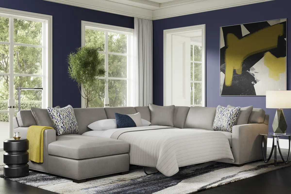 Harmonie Steel 3 Pc Gel Foam Sleeper Sectional