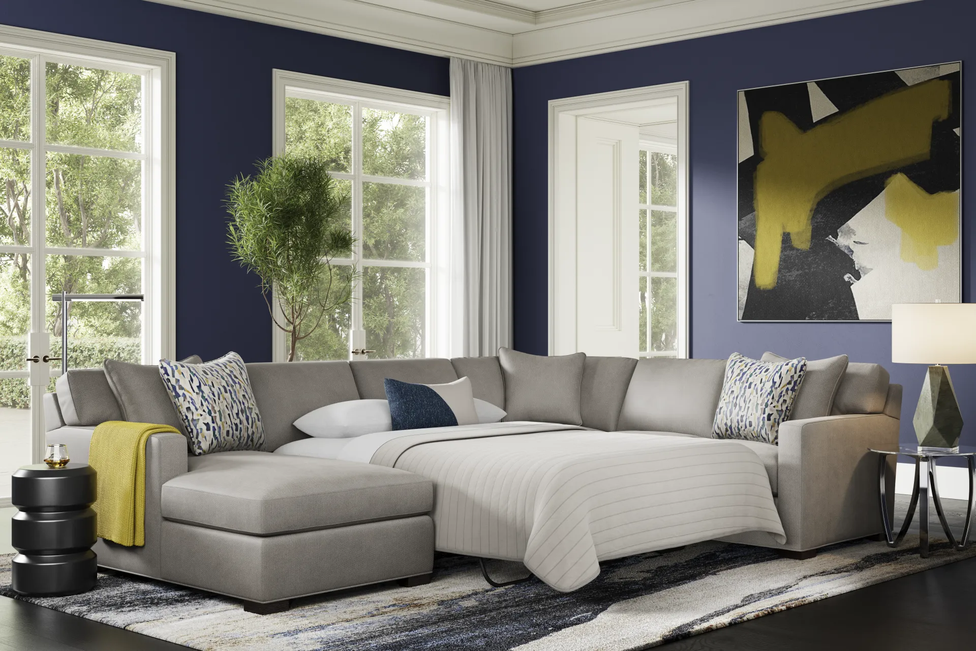 Harmonie Steel 3 Pc Gel Foam Sleeper Sectional - Image 2