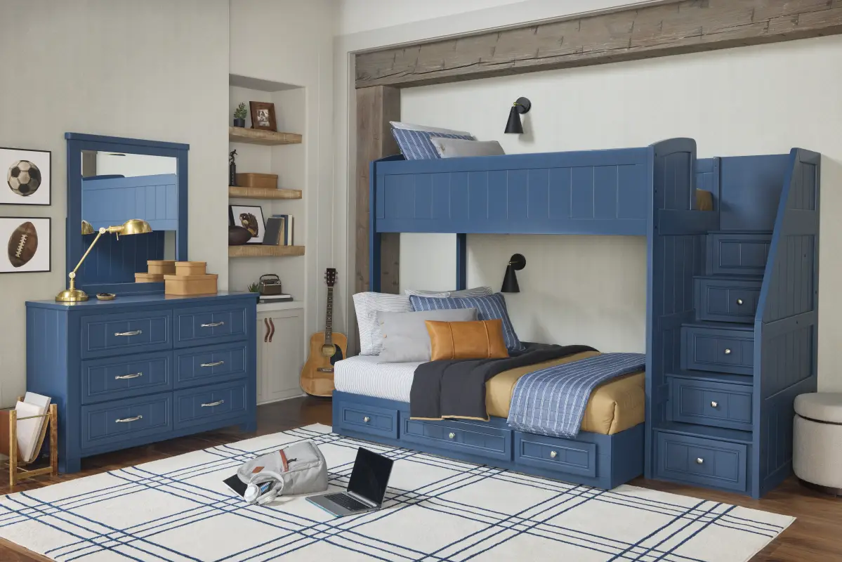 Kids Cottage Colors 2.0 Navy Twin/Full Step Loft
