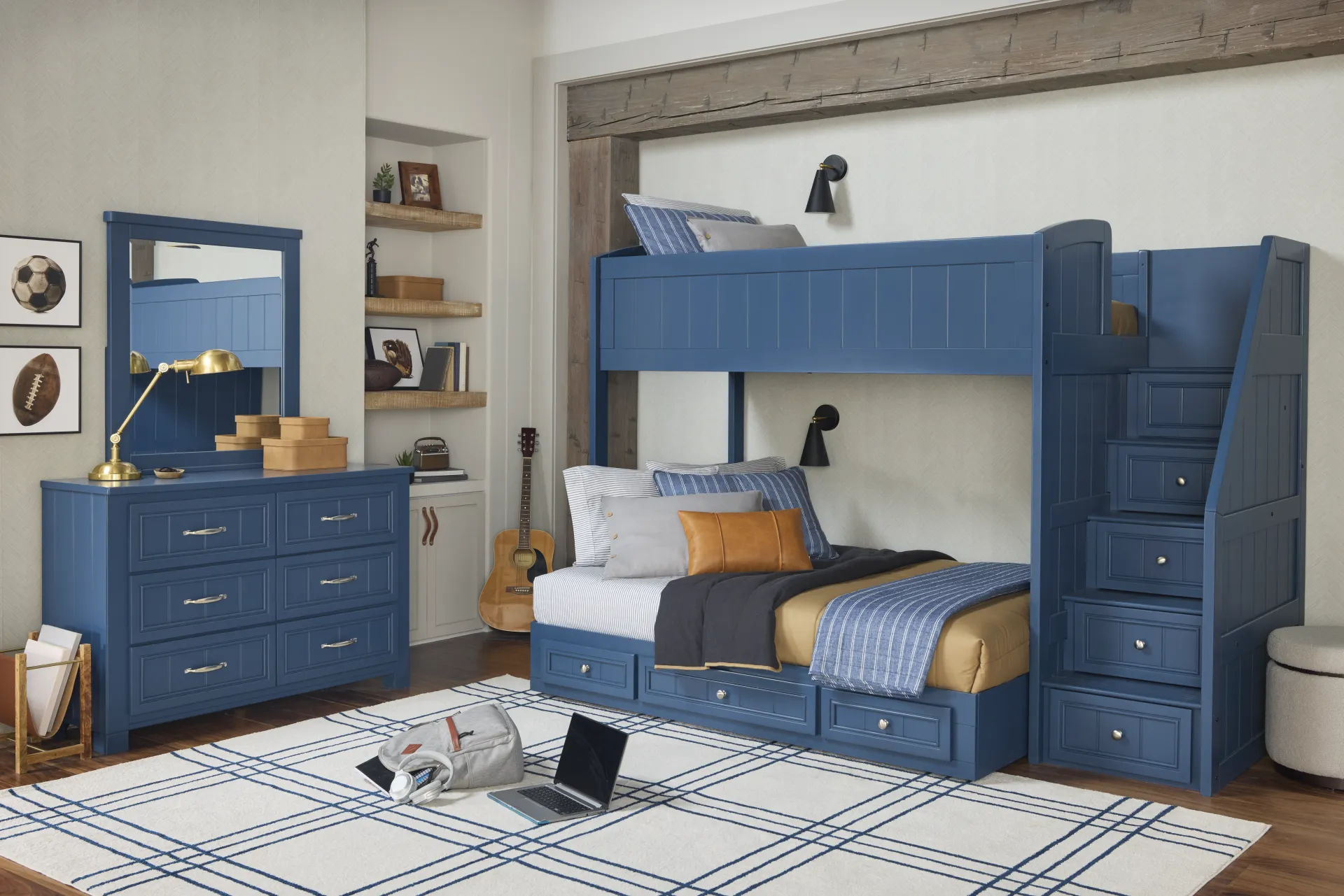 Kids Cottage Colors 2.0 Navy Twin/Full Step Loft - Image 2