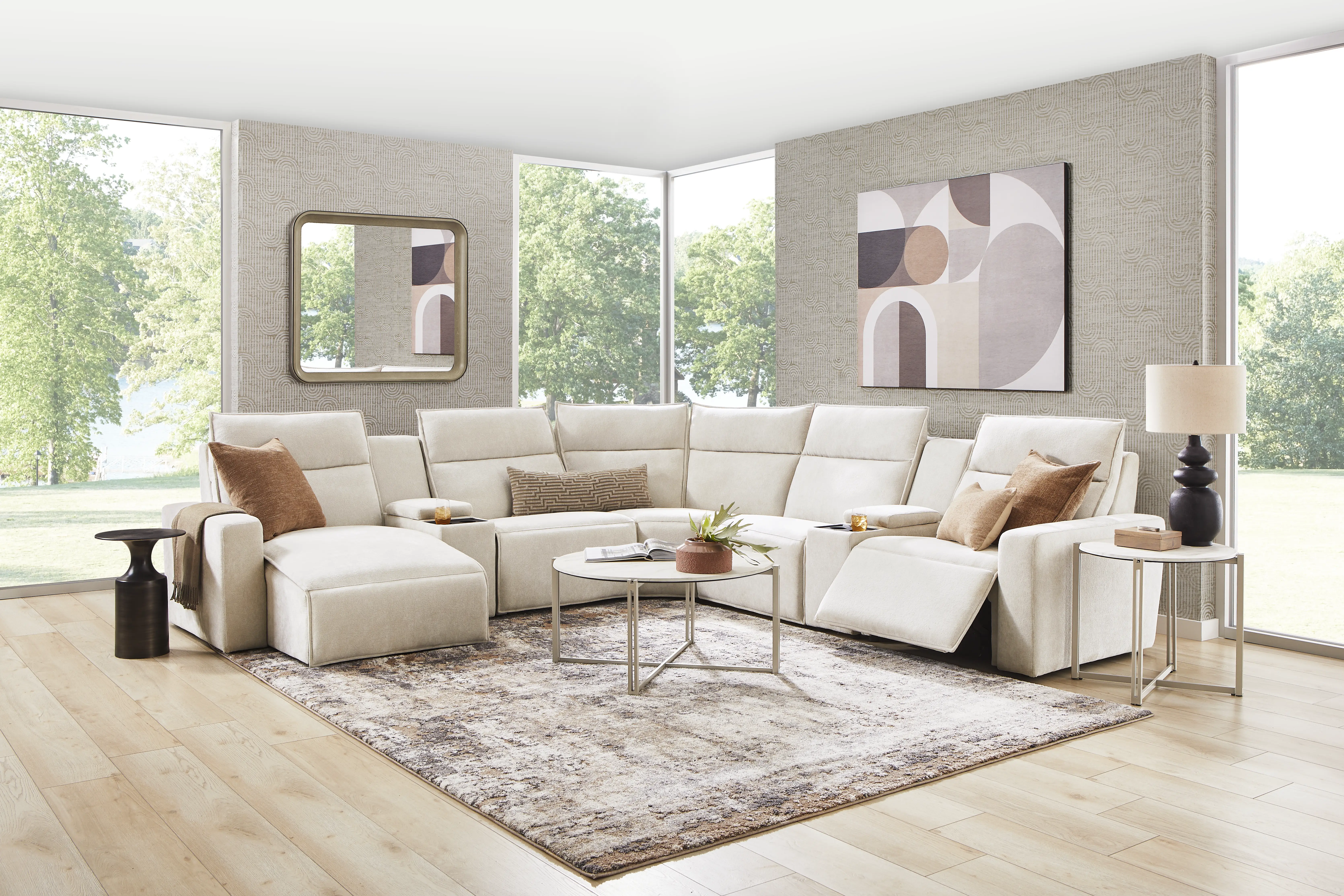 Silver 7 Pc Dual Power Reclining ModularTwo with Media Consoles - Thumbnail - Image 2