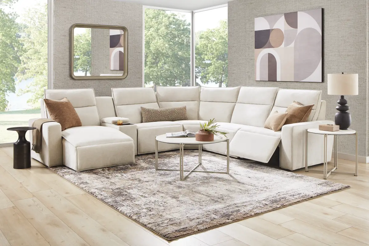 Silver 6 Pc Dual Power Reclining ModularTwo with Media Console
