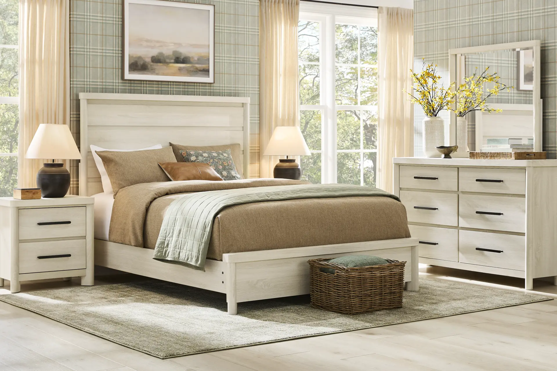 Pinebrook White 5 Pc Queen Panel Bedroom