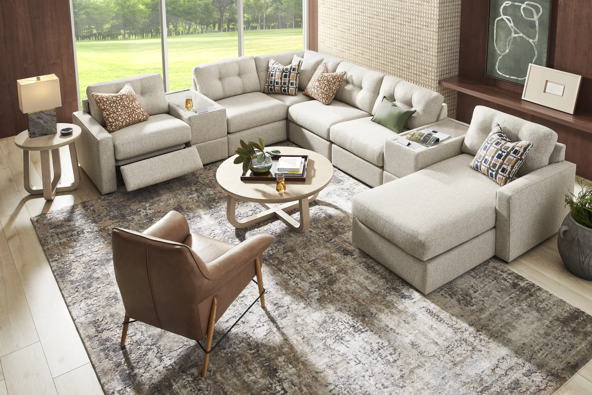 Pebble 8 Pc Power Reclining ModularOne with Media Consoles - Image 1