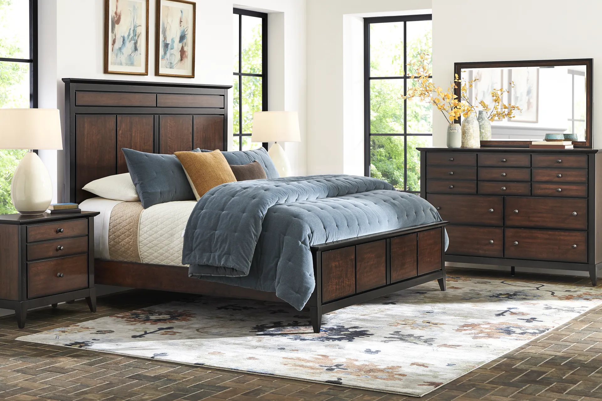 Northbrook Brown Cherry 5 Pc Queen Panel Bedroom - Image 1