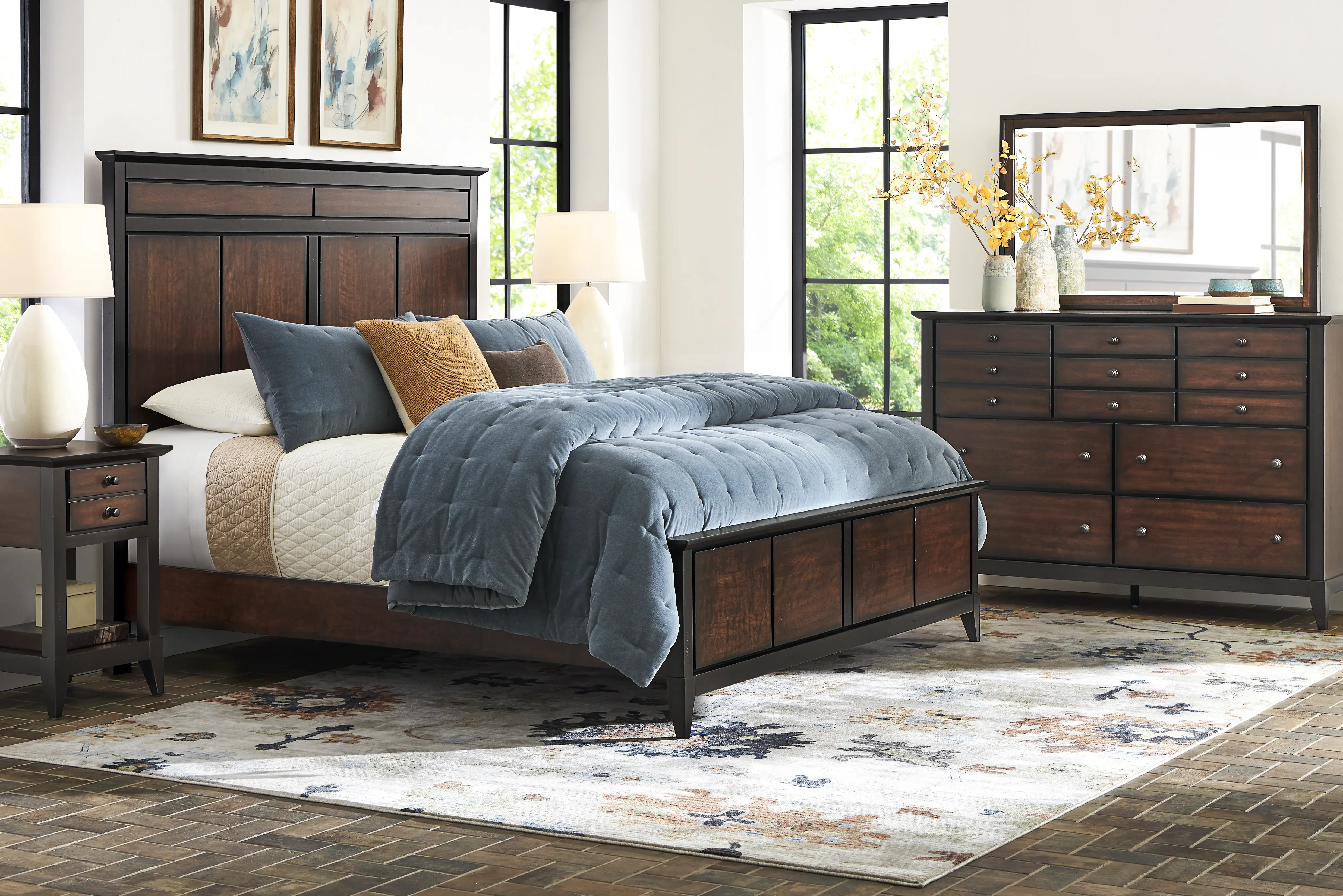 Northbrook Brown Cherry 7 Pc Queen Panel Bedroom - Thumbnail - Image 1
