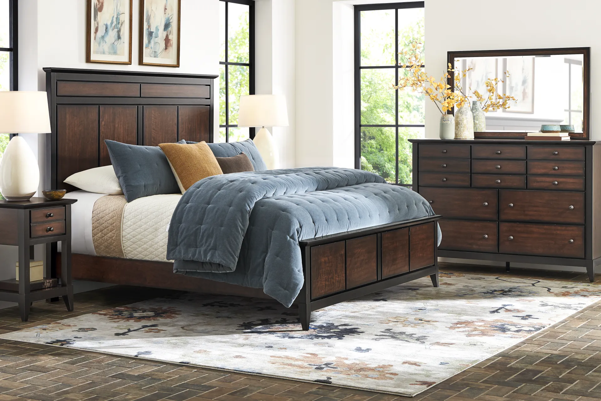 Northbrook Brown Cherry 7 Pc Queen Panel Bedroom - Image 1