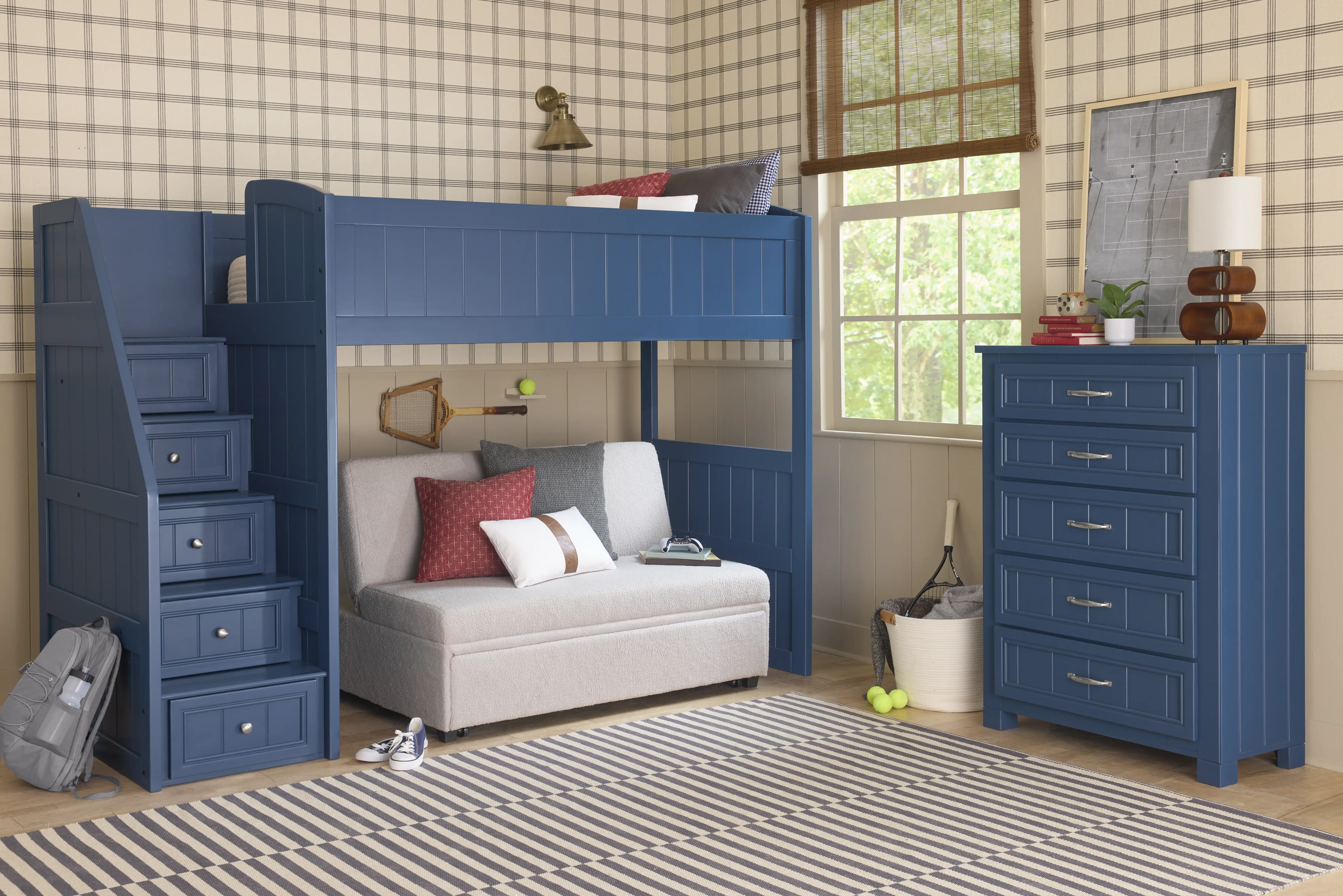 Kids Cottage Colors 2.0 Navy Twin Step Loft - Thumbnail - Image 2