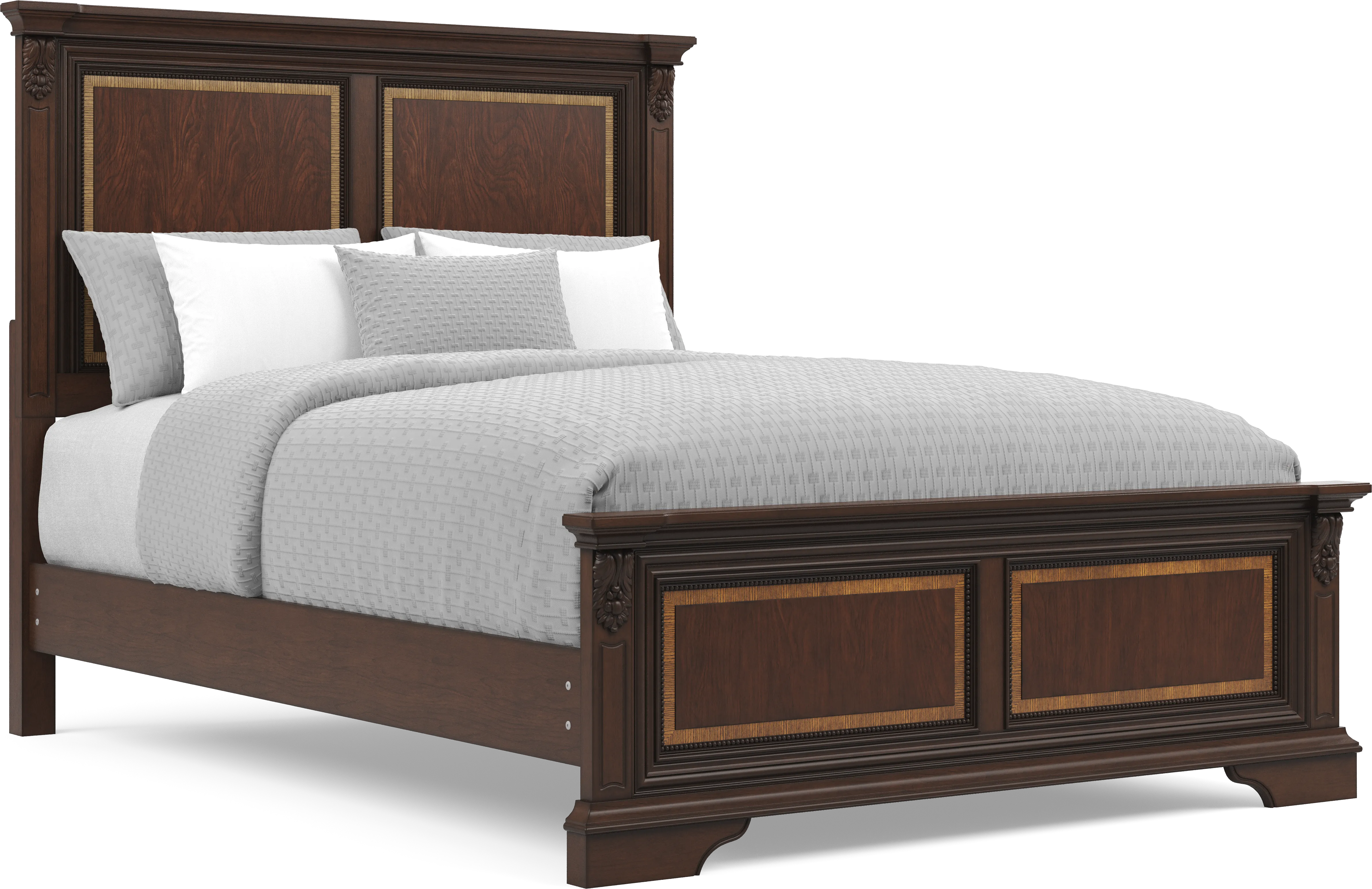 Fuller Brown Cherry Finish 3 Pc Queen Panel Bed - Thumbnail - Image 1