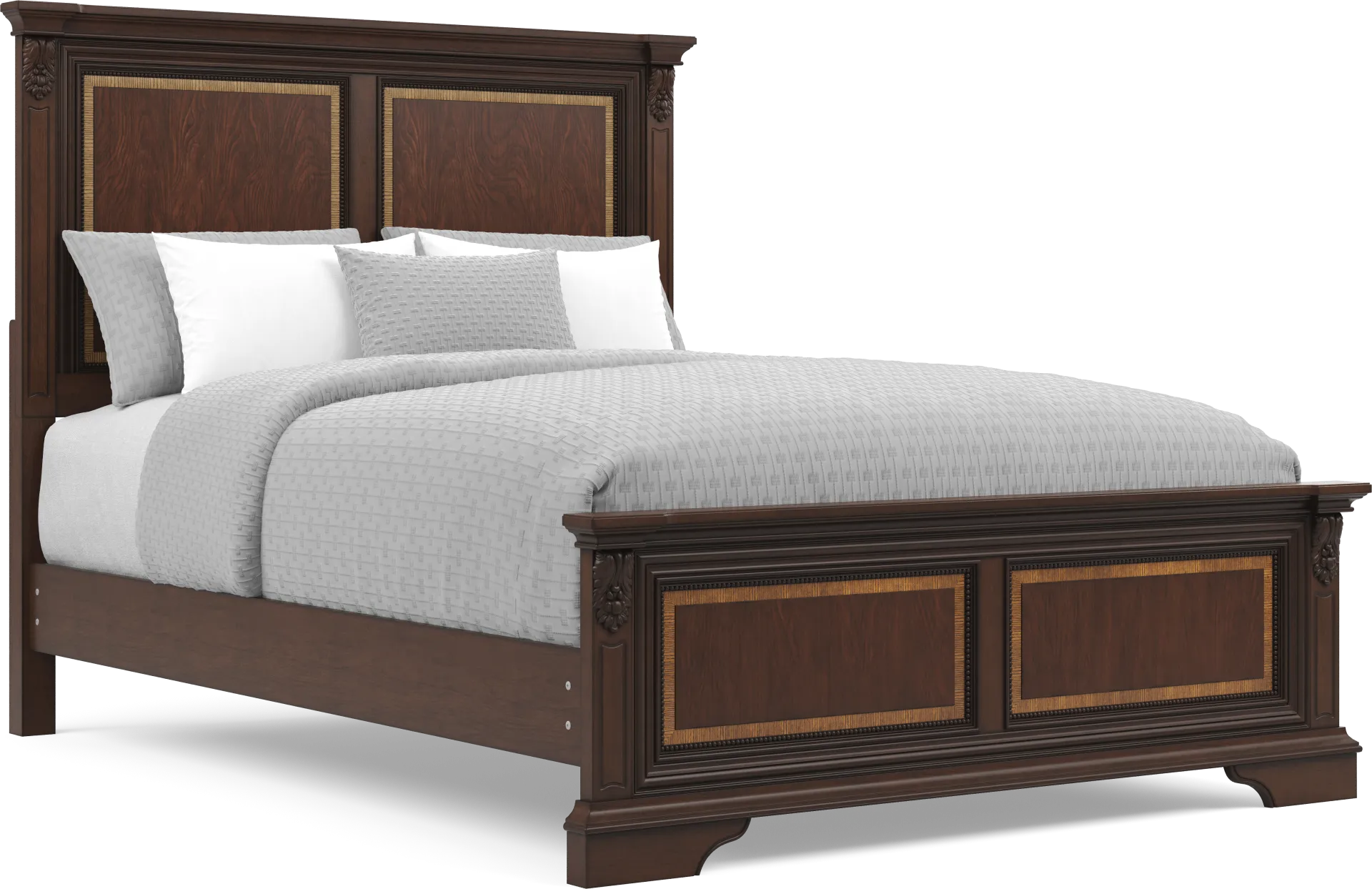 Fuller Brown Cherry Finish 3 Pc Queen Panel Bed - Image 2