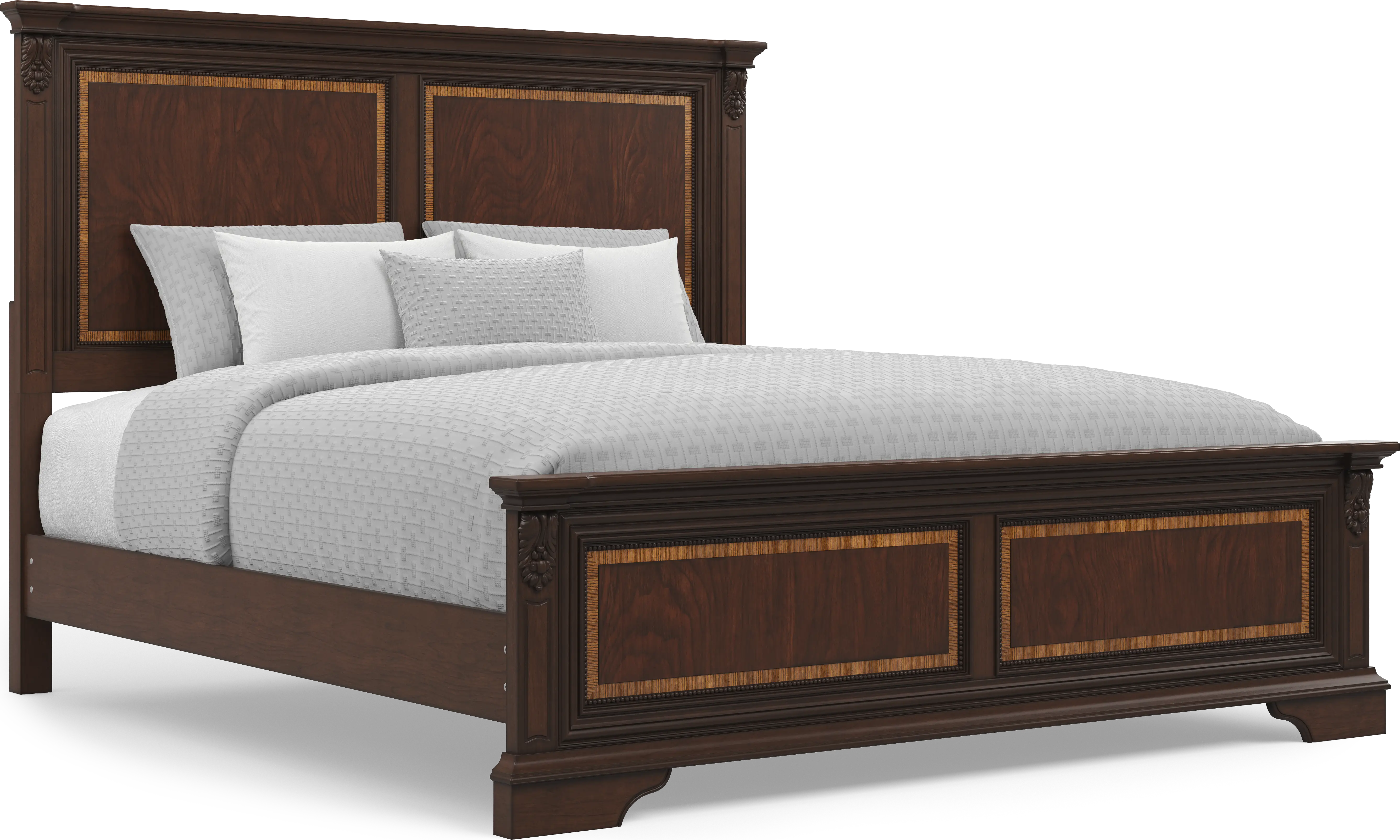 Fuller Brown Cherry Finish 5 Pc King Panel Bedroom - Thumbnail - Image 2