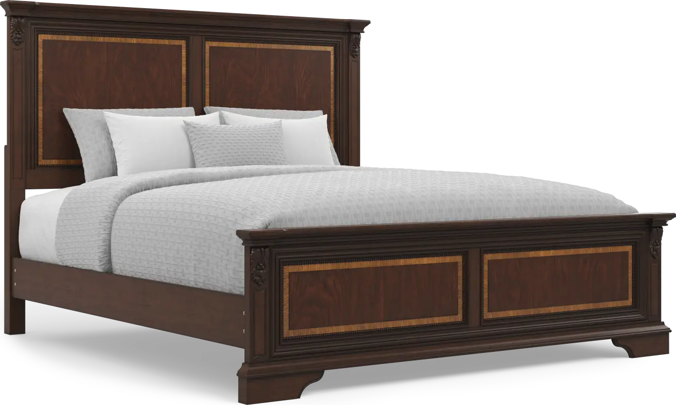 Fuller Brown Cherry Finish 3 Pc King Panel Bed