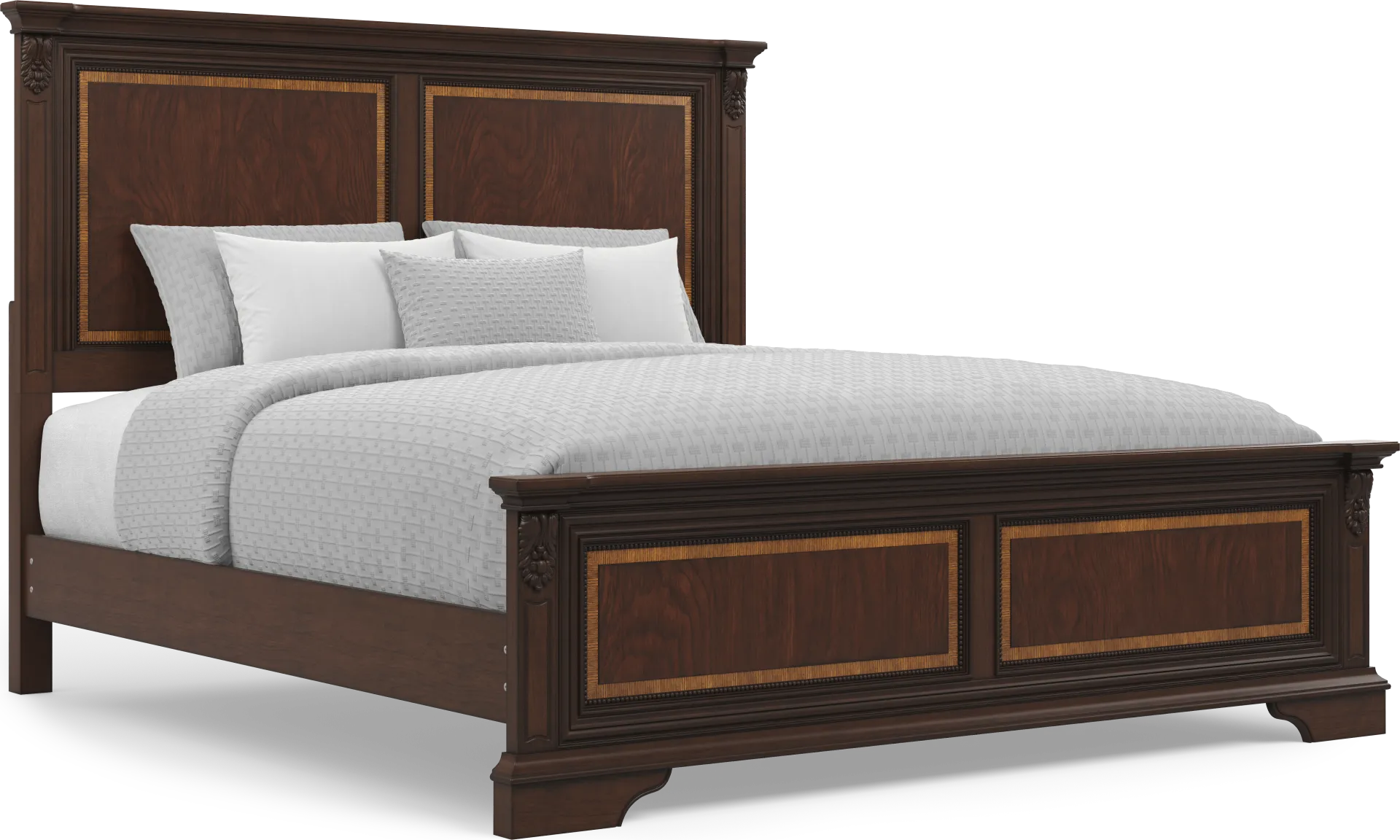 Fuller Brown Cherry Finish 5 Pc King Panel Bedroom - Image 2
