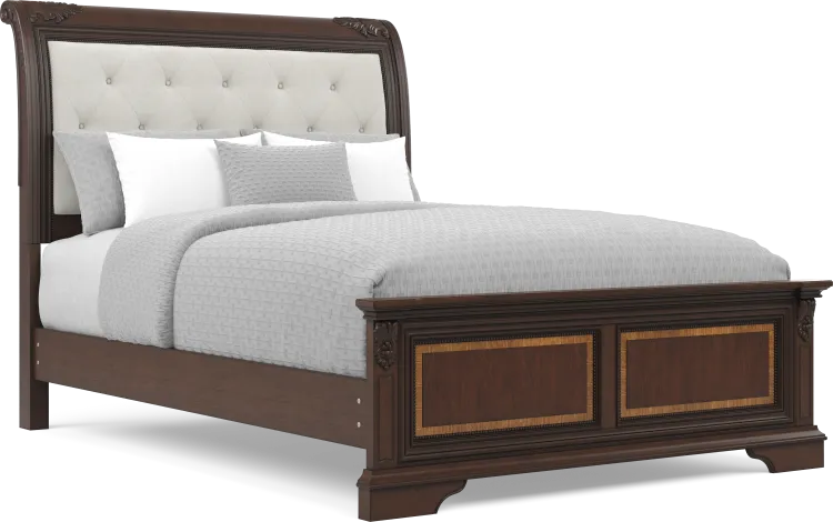 3 pc queen upholstered sleigh bed