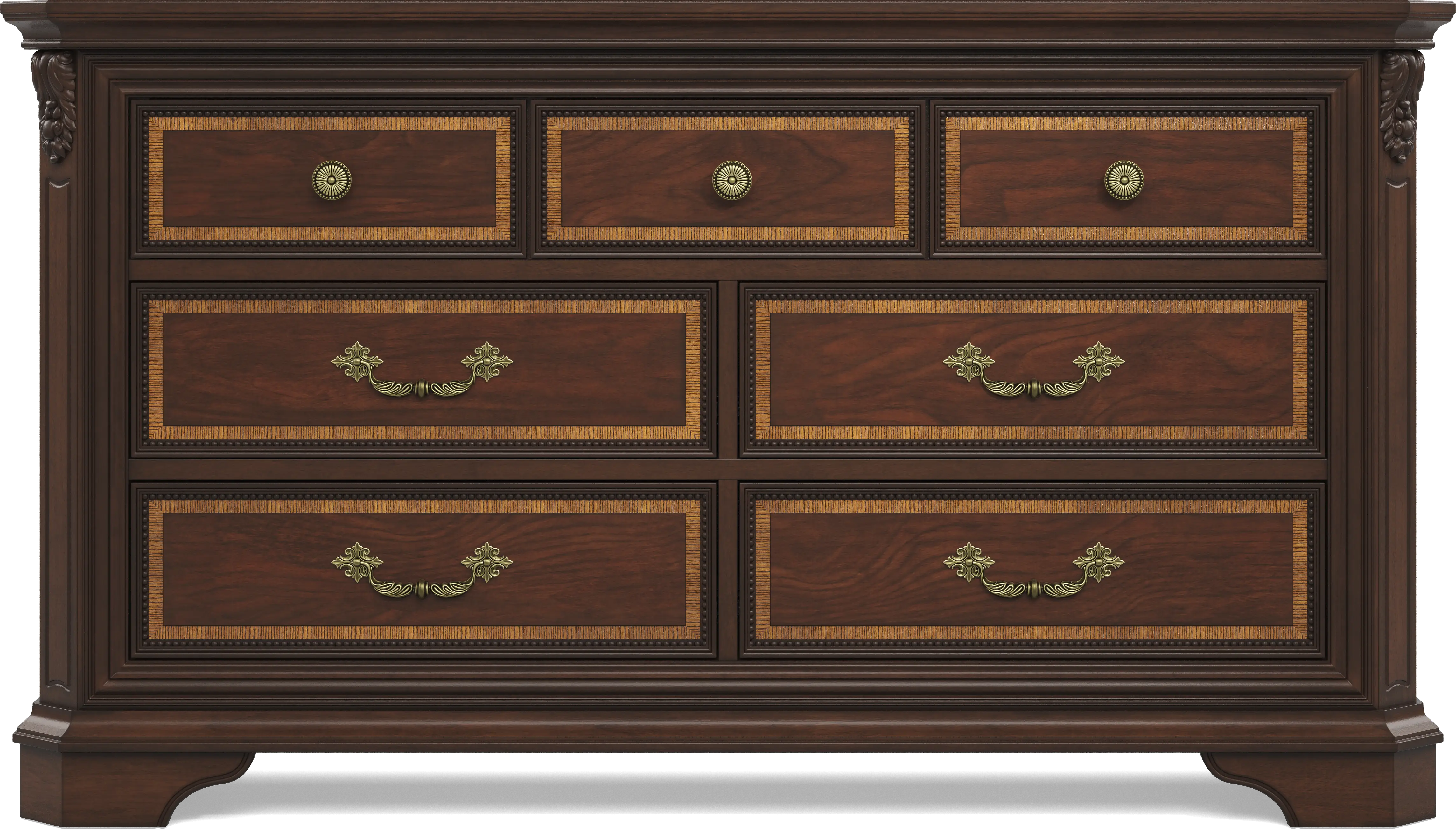 Fuller Brown Cherry Finish 5 Pc Queen Upholstered Sleigh Bedroom - Thumbnail - Image 4