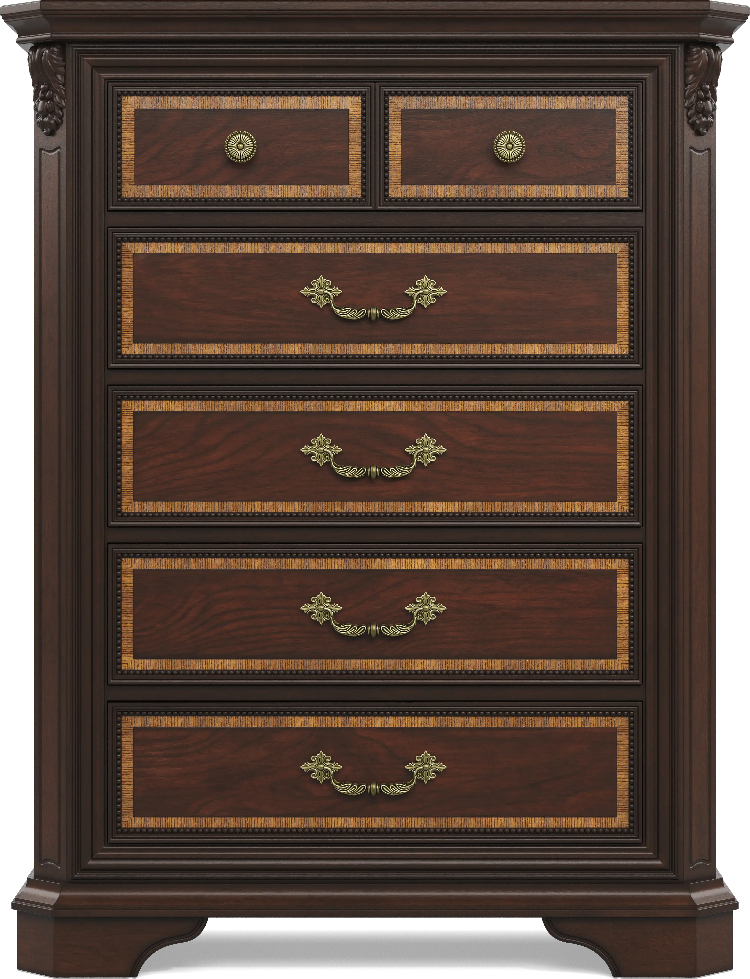 Fuller Brown Cherry Finish 5 Pc Queen Panel Bedroom - Thumbnail - Image 4