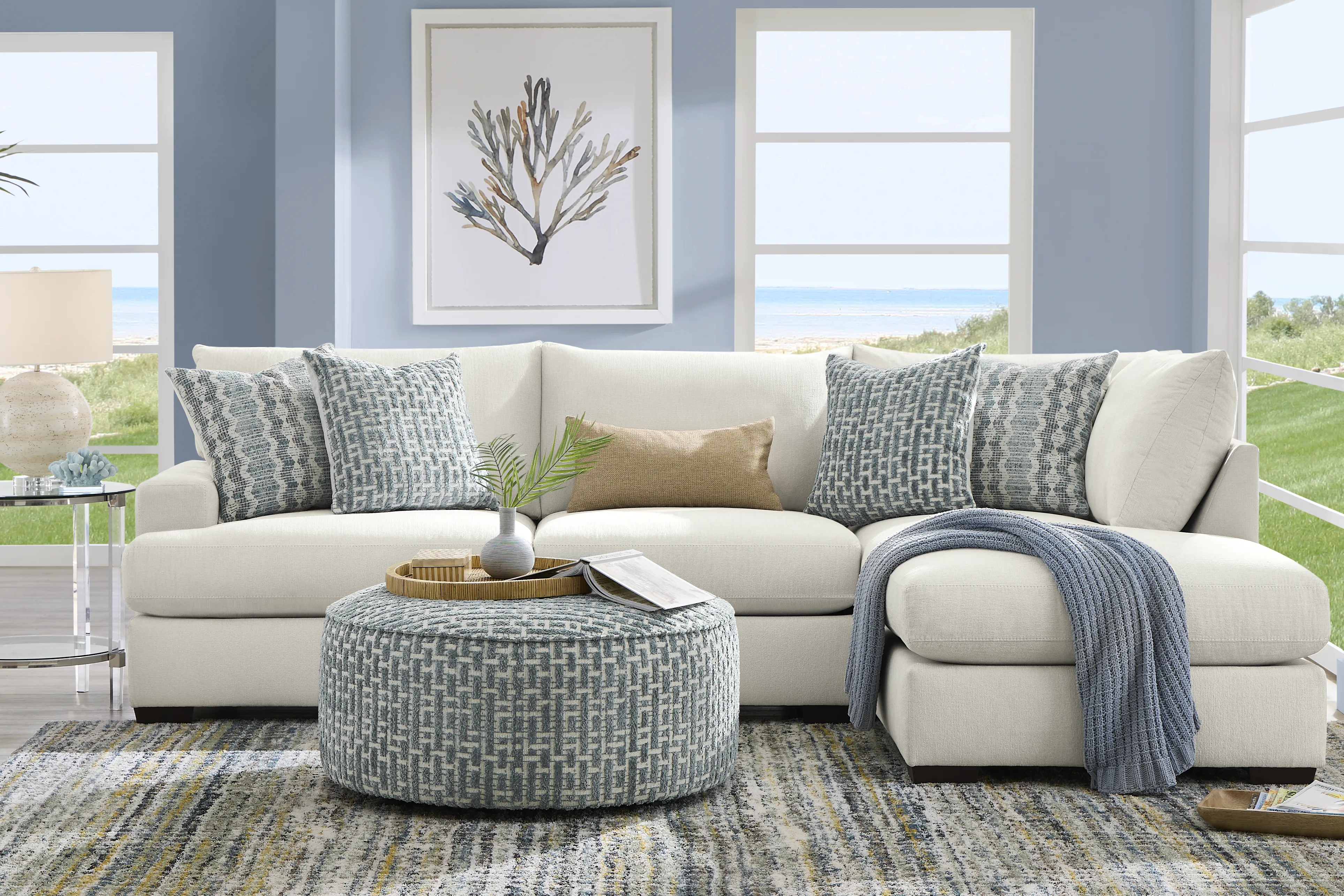 Cypress Street White 3 Pc Sectional Living Room - Thumbnail - Image 1