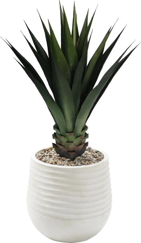 Kanso Green 43 in. UV Artificial Agave in White Planter