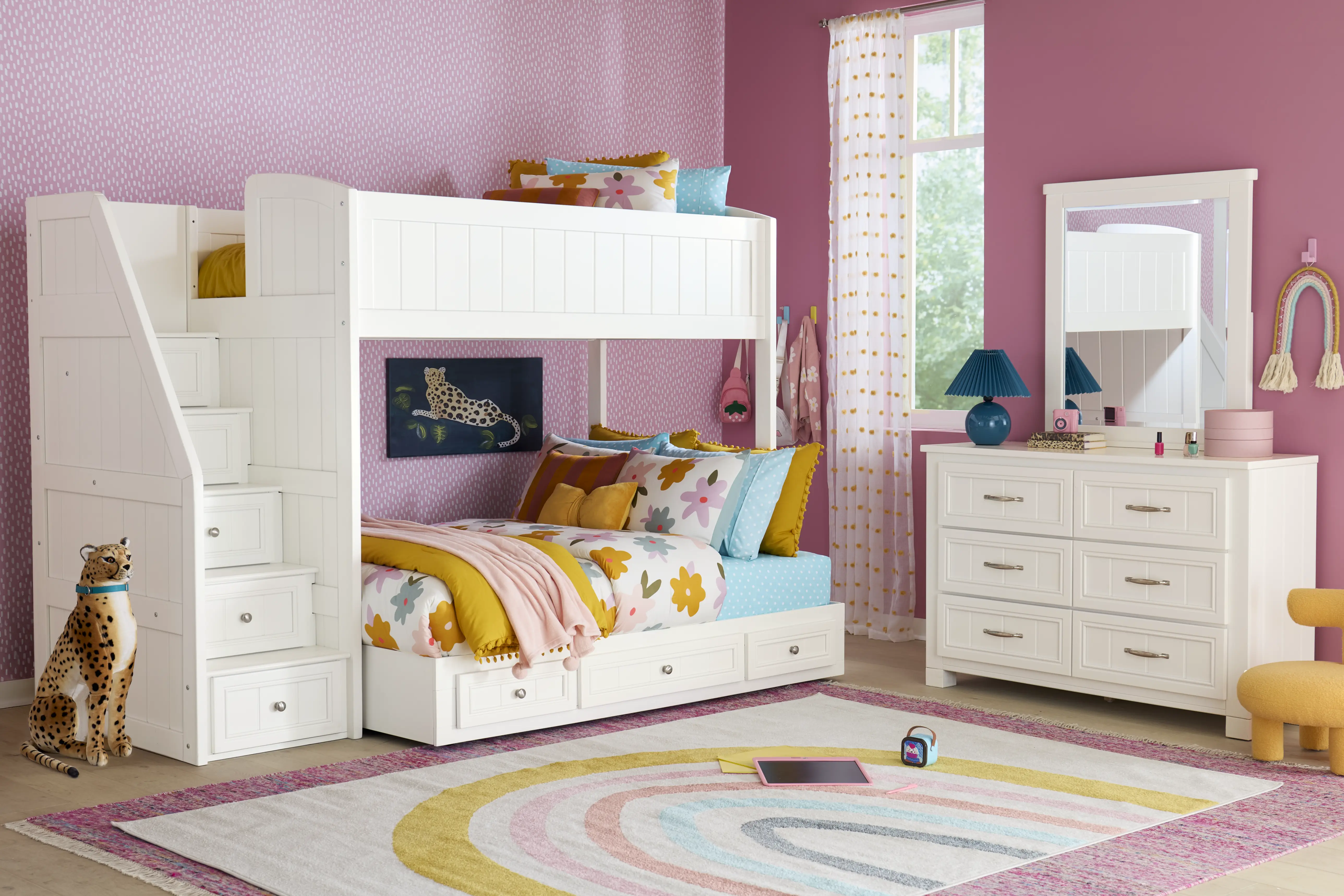 Kids Cottage Colors 2.0 White Twin/Full Step Loft - Thumbnail - Image 2