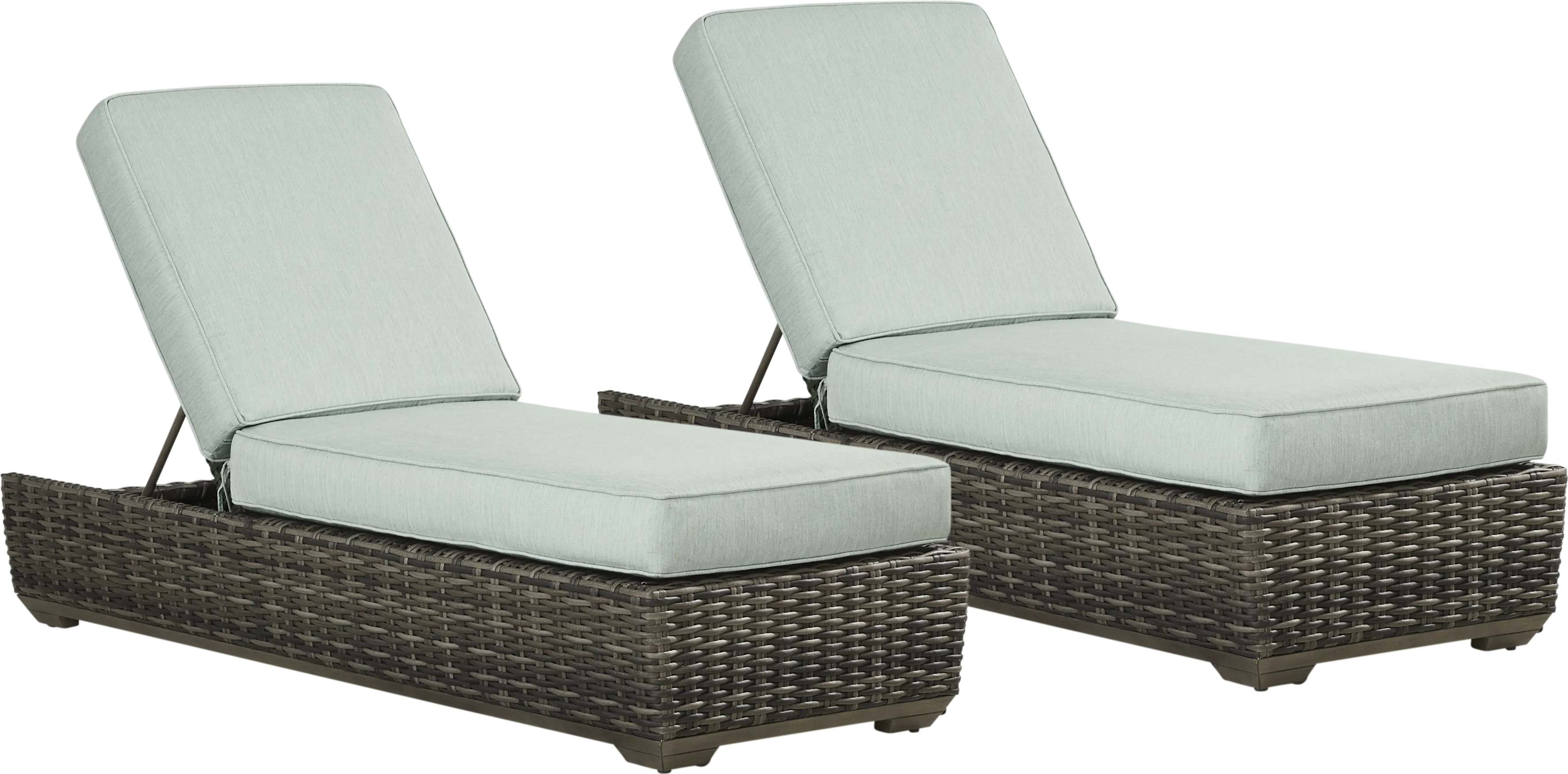 Montecello Gray Outdoor Chaise with Mist Cushions, Set of 2 - Thumbnail - Image 1