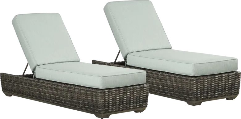 Montecello Gray Outdoor Chaise with Mist Cushions, Set of 2