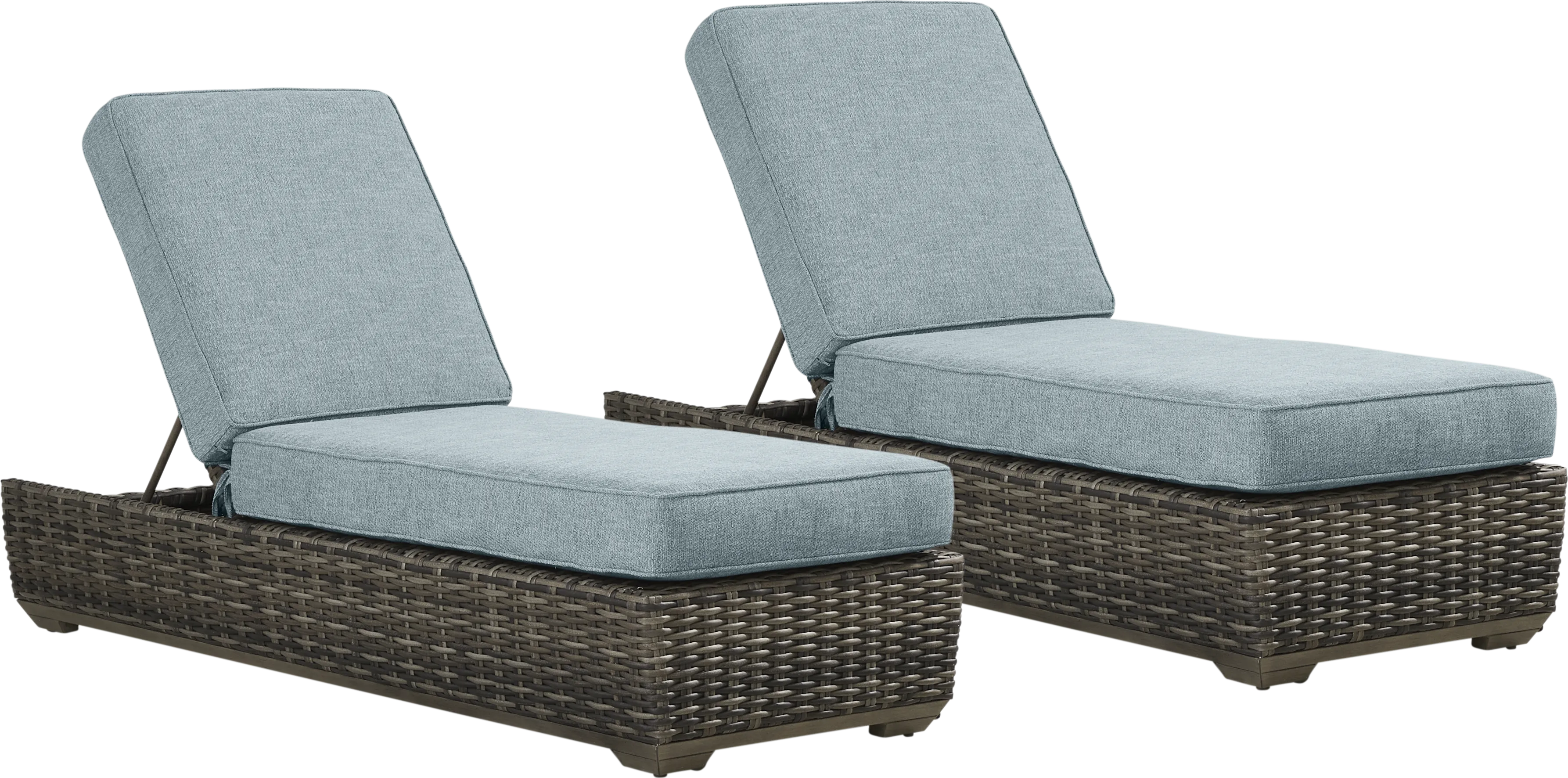 Montecello Gray Outdoor Chaise with Azure Cushions, Set of 2 - Thumbnail - Image 1