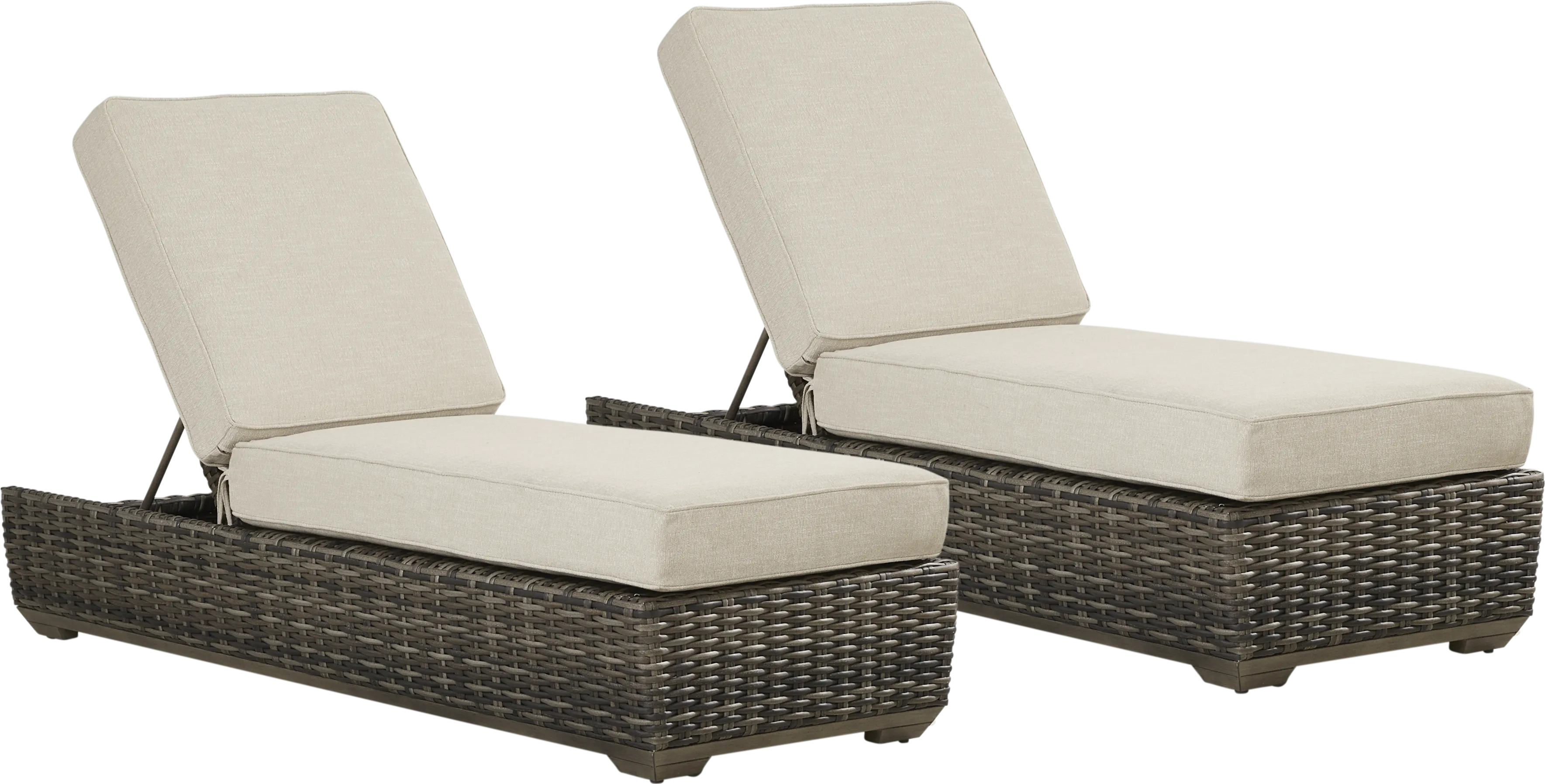 Montecello Gray Outdoor Chaise with Twine-Colored Cushions, Set of 2 - Thumbnail - Image 1