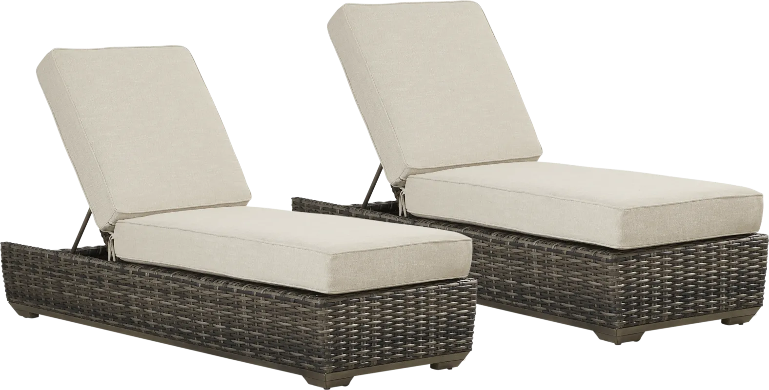 Montecello Gray Outdoor Chaise with Twine-Colored Cushions, Set of 2