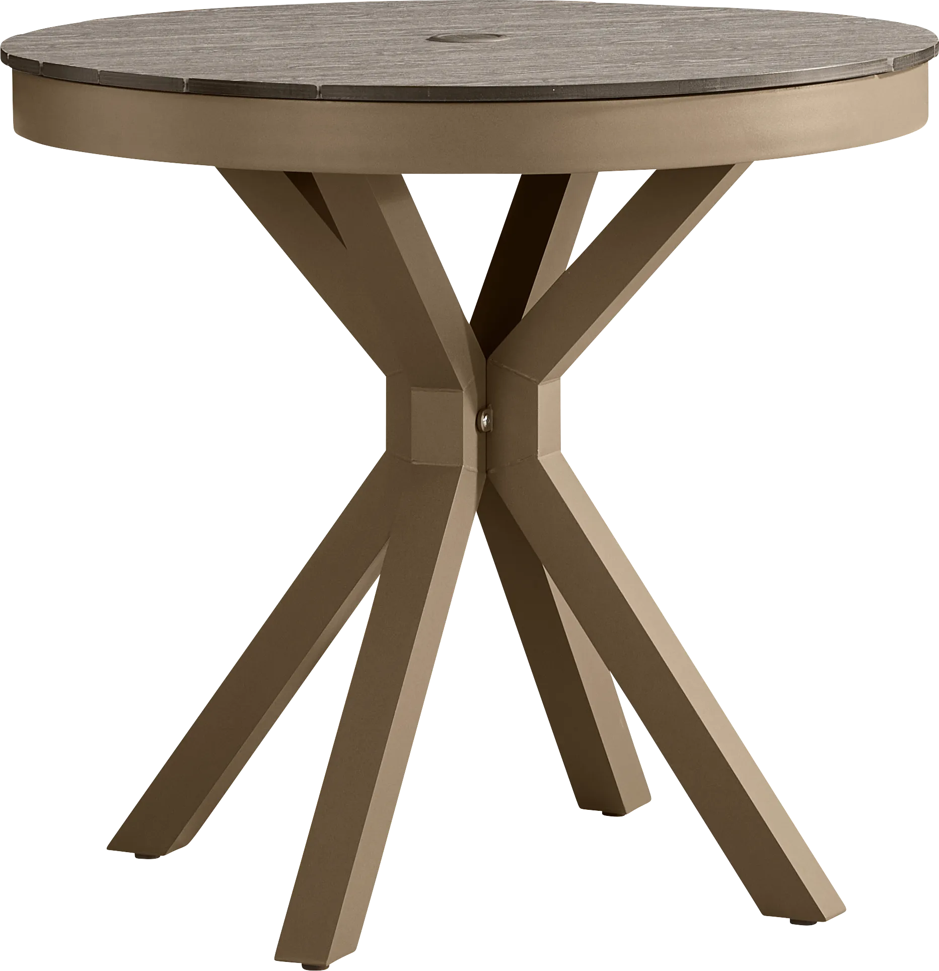 Paloma Brown 33 in. Round Outdoor Dining Table with Umbrella Hole - Image 1