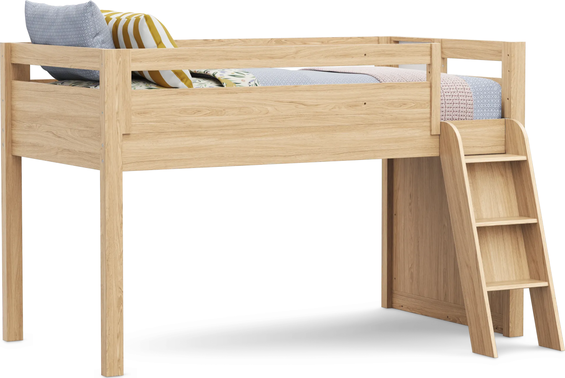 Kids Hidden Hills Light Oak Twin Loft Bed with Activity Panel - Image 1