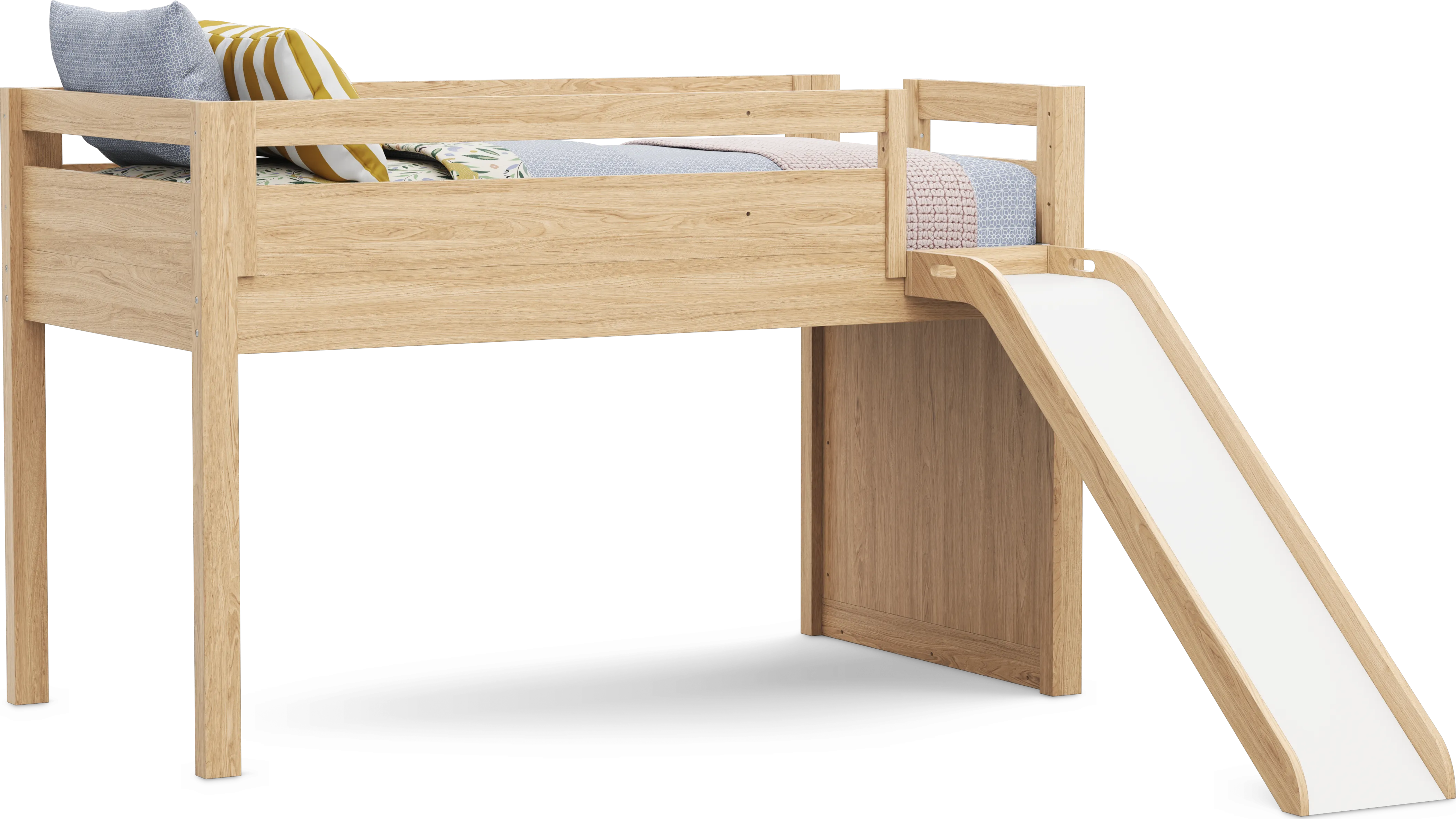 Kids Hidden Hills Light Oak Twin Low Loft with Slide - Thumbnail - Image 1