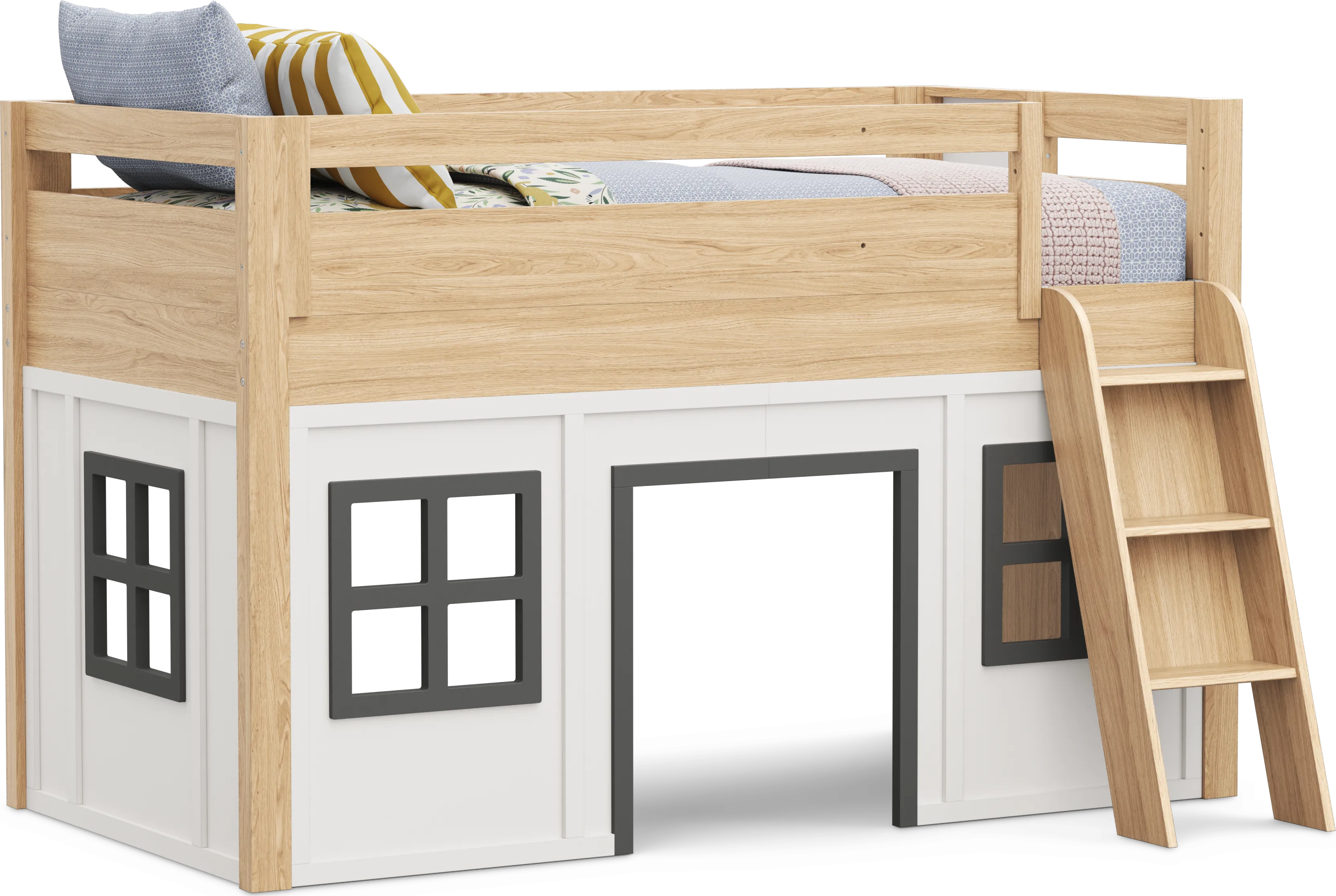 Kids Hidden Hills Light Oak Twin Low Loft Clubhouse with Activity Panel - Thumbnail - Image 1