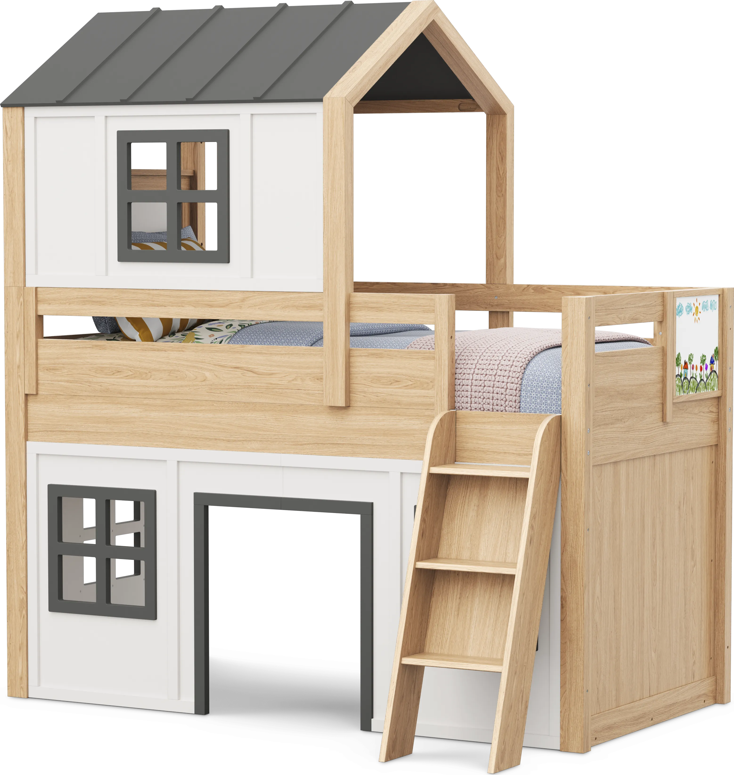 Kids Hidden Hills Light Oak Twin Low Loft Treehouse with Activity Panel - Thumbnail - Image 1