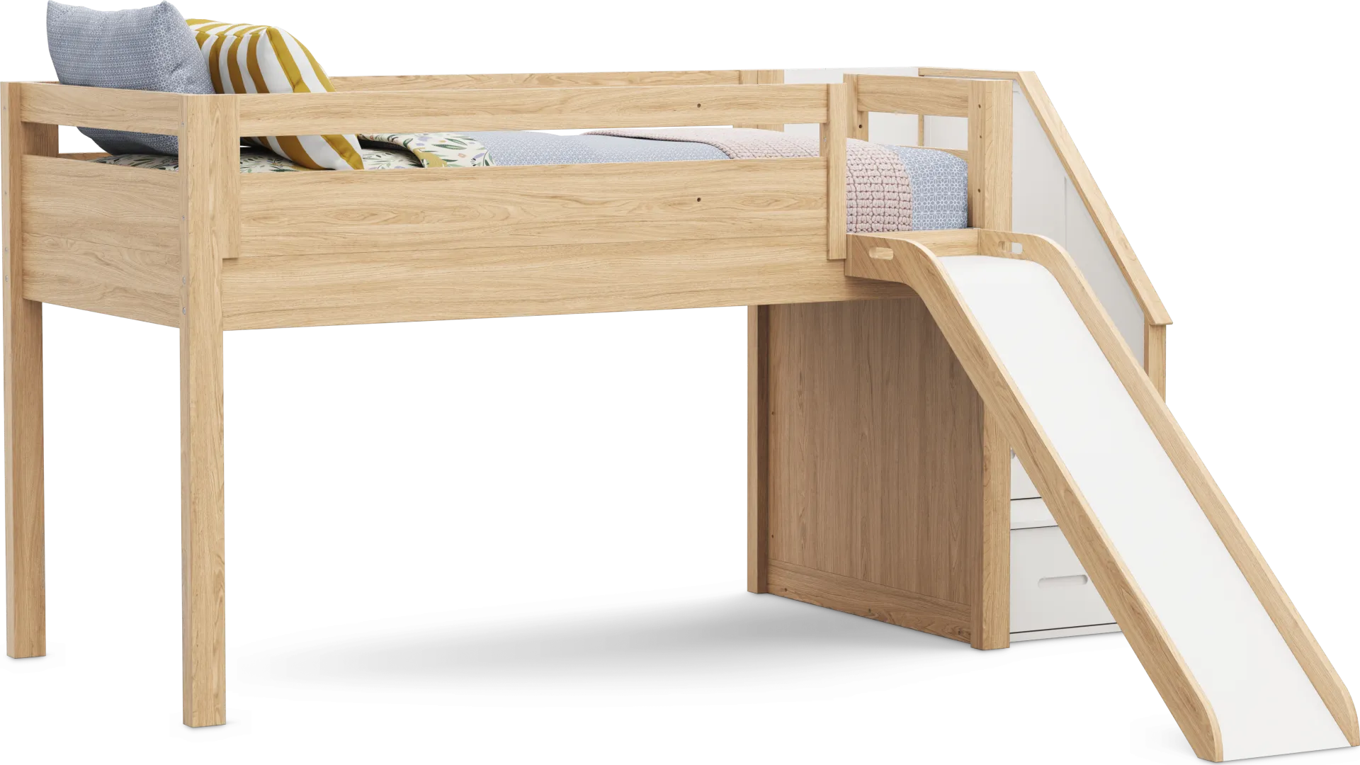 Kids Hidden Hills Light Oak Twin Low Loft with Steps and Slide - Image 2