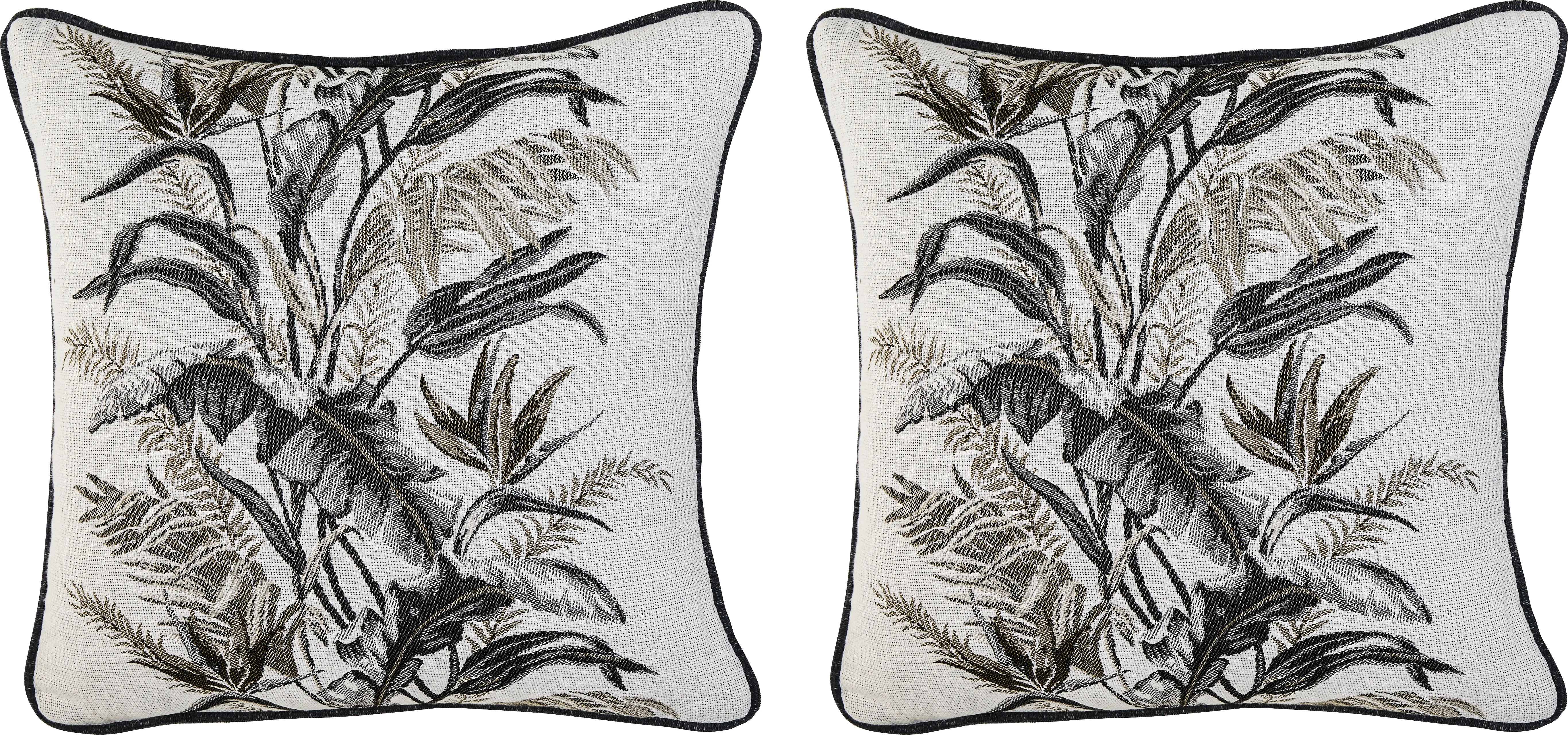 Vintage Tropical Beige Indoor/Outdoor Accent Pillow, Set of 2 - Thumbnail - Image 1