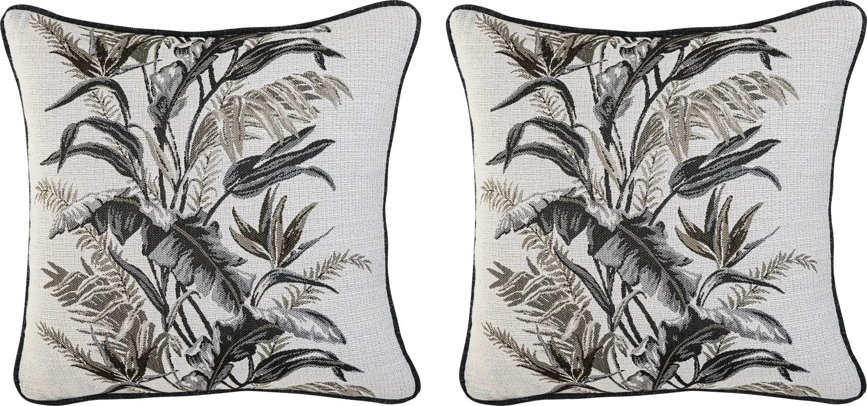 Vintage Tropical Beige Indoor/Outdoor Accent Pillow, Set of 2