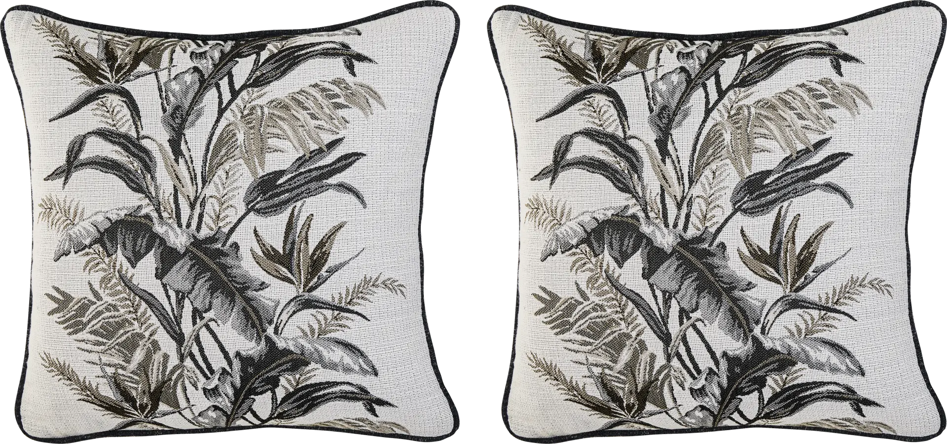 Vintage Tropical Beige Indoor/Outdoor Accent Pillow, Set of 2