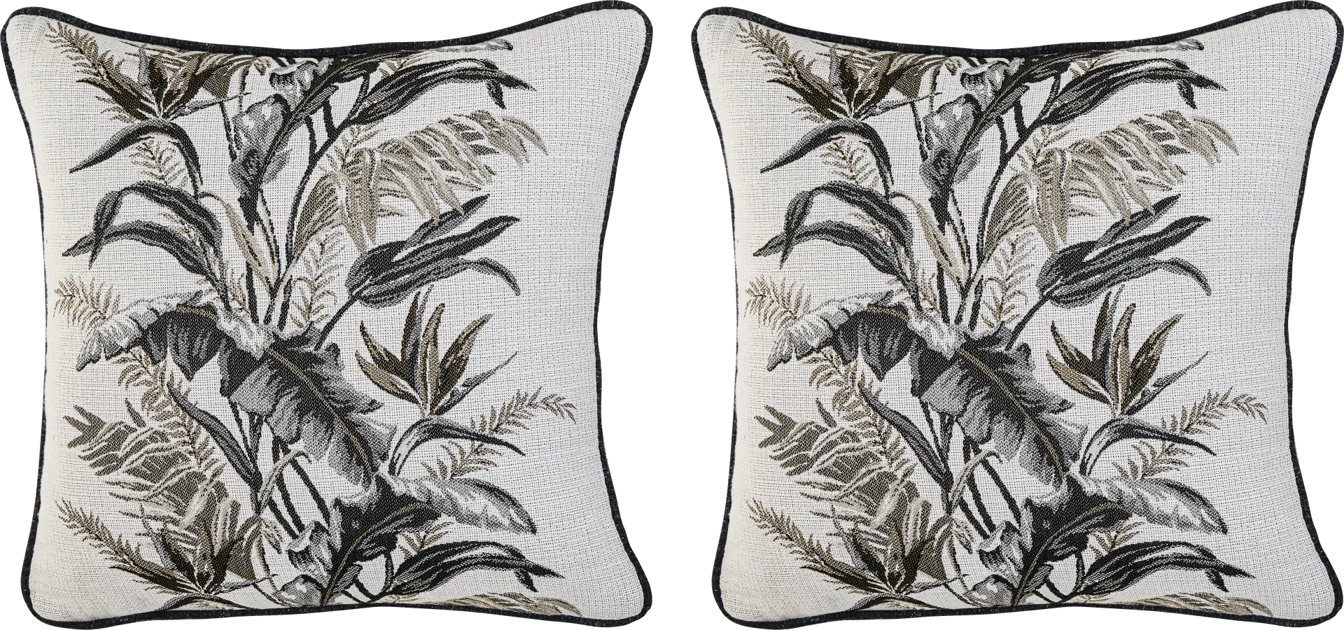 Vintage Tropical Beige Indoor/Outdoor Accent Pillow, Set of 2 - Image 1