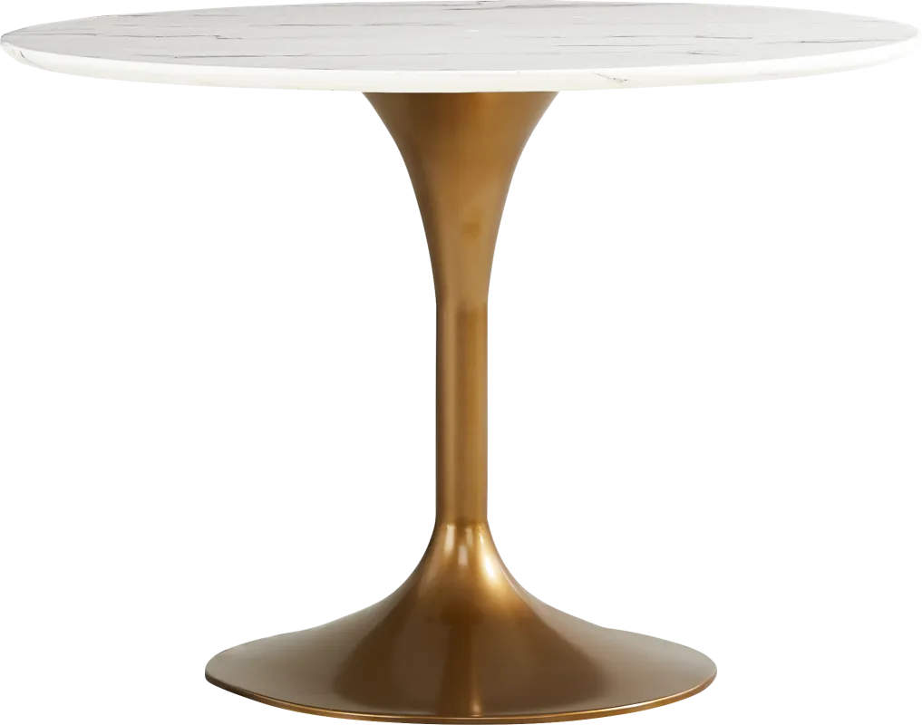 Eris White and Gold Round Dining Table