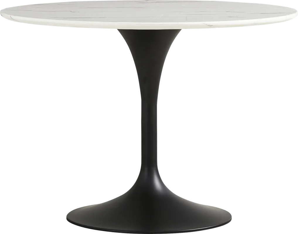 Eris White and Black Round Dining Table
